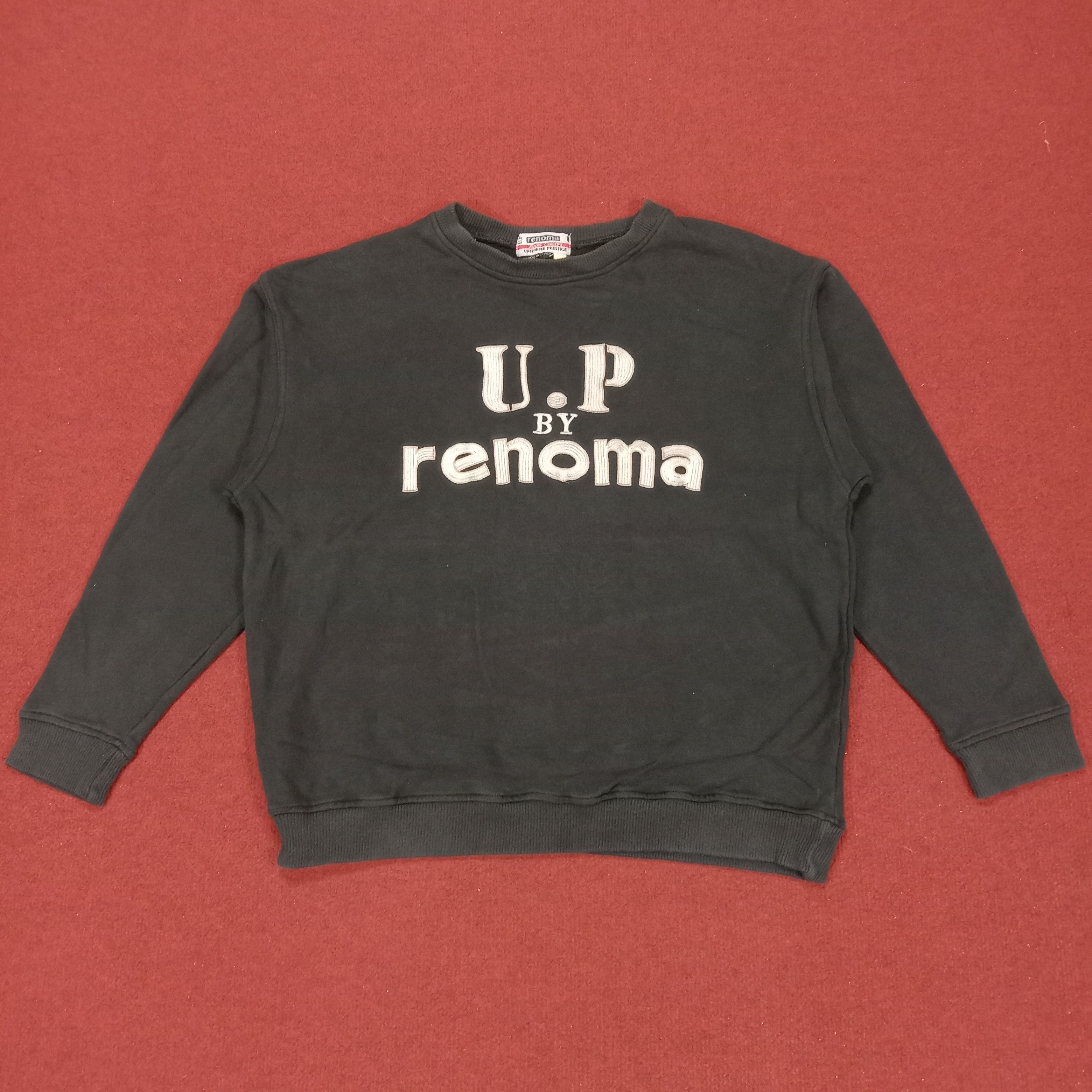 image of Renoma Center Embroidery Design Sweatshirt in Black, Men's (Size Large)