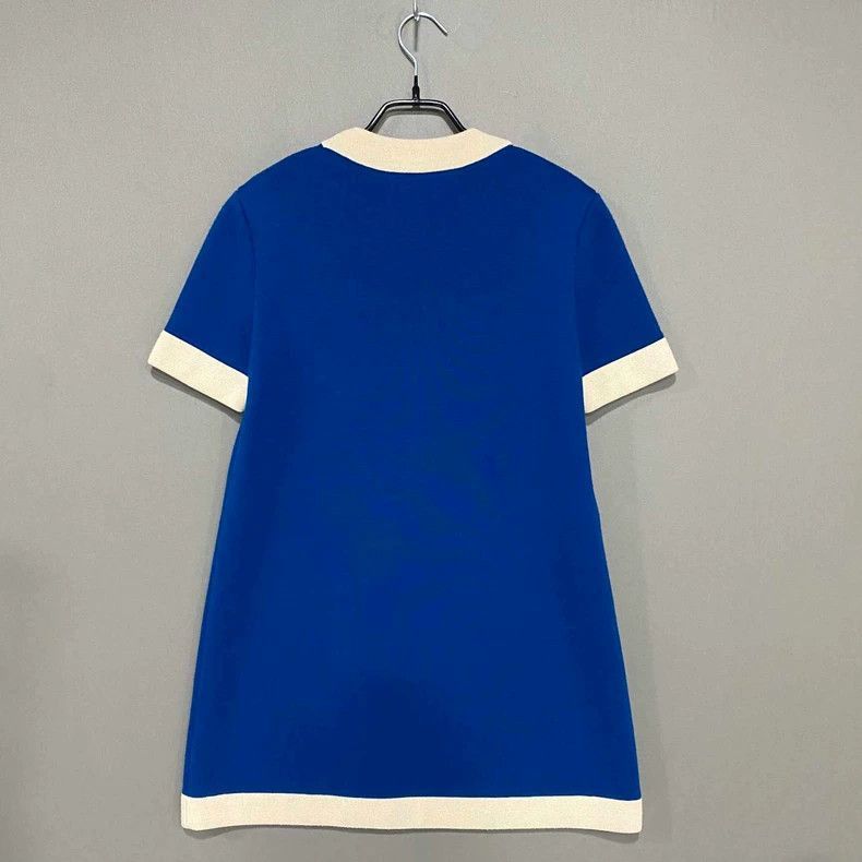 Gucci Blue Knit Dress with Logo Pocket-2505 Size S / US 4 / IT 40 - 4 Thumbnail