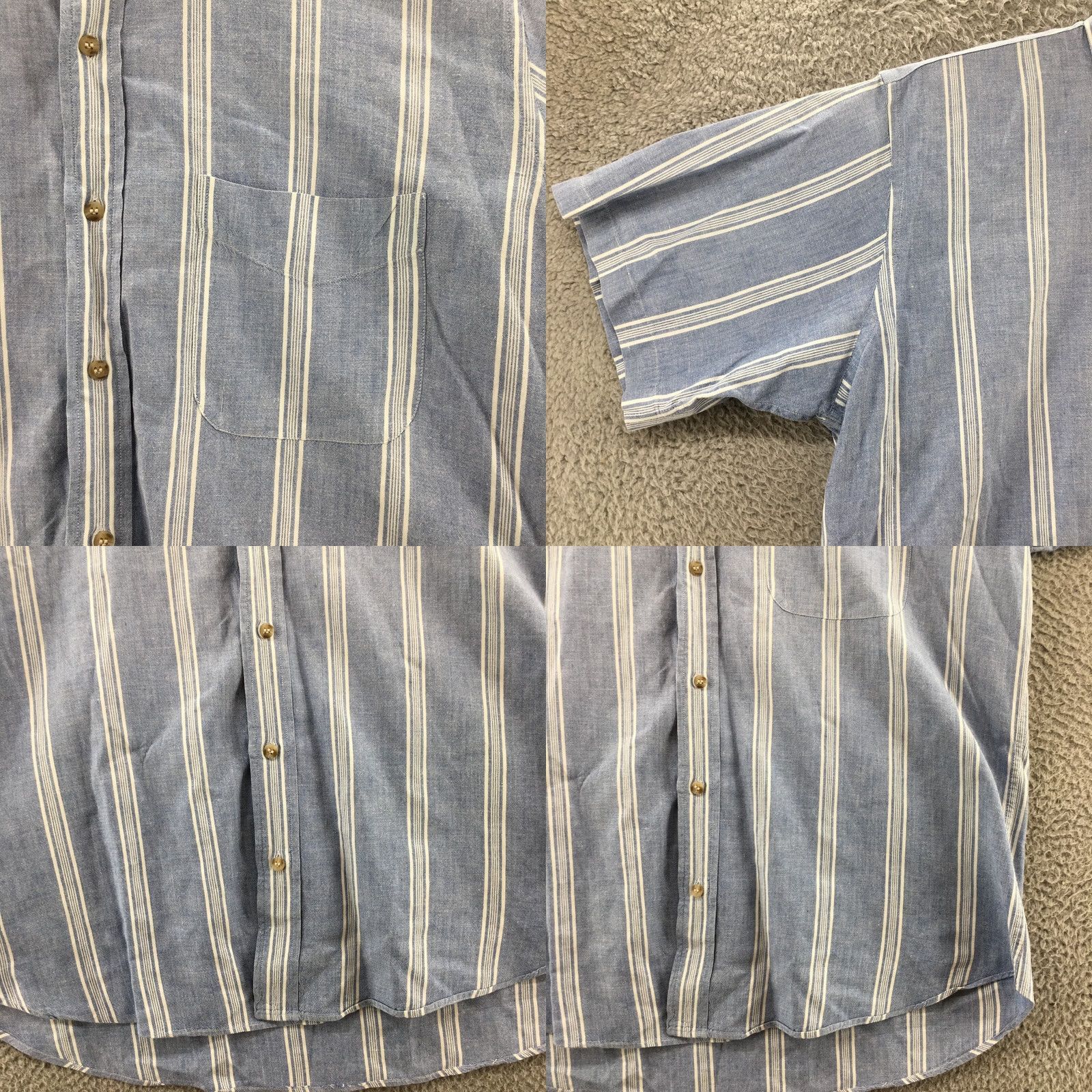 Jos. A. Bank Jos A Bank Joe's Casual Shirt Mens L Blue Striped Short Sleeve Button Up Cotton Size US L / EU 52-54 / 3 - 8 Thumbnail