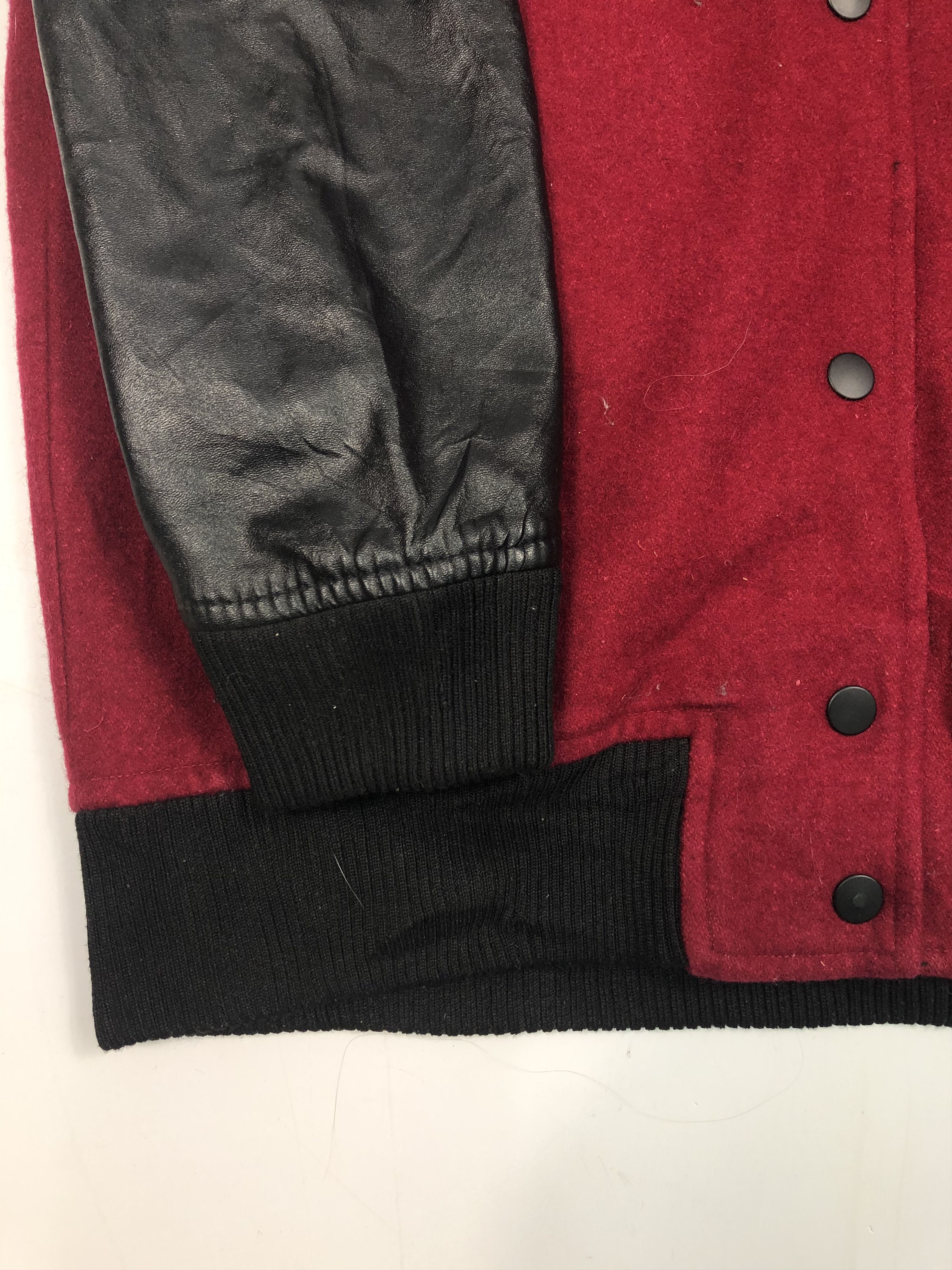 Japanese Brand Vintage 90s Shellna Leather Sleeve Varsity Jacket Red V0079 Size US M / EU 48-50 / 2 - 6 Thumbnail