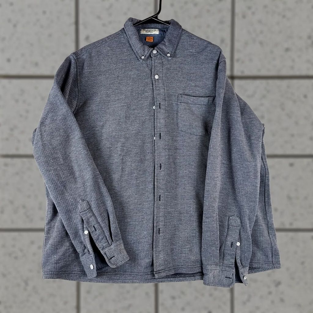 Vintage Tailor Vintage Shirt Jacket Shacket XL Mens Gray Blue Fleece Lined Cotton Casual Winter Fall Size US XL / EU 56 / 4 - 1 Thumbnail