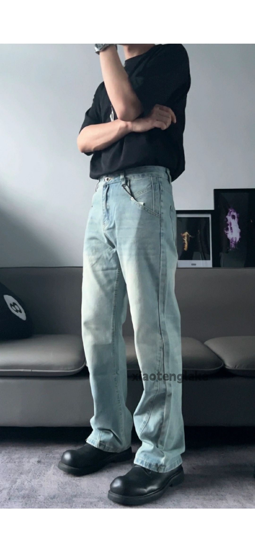 Jean × Vintage washed faded y2k patchwork hiphop yuppie jeans Size US 32 / EU 48 - 2 Thumbnail