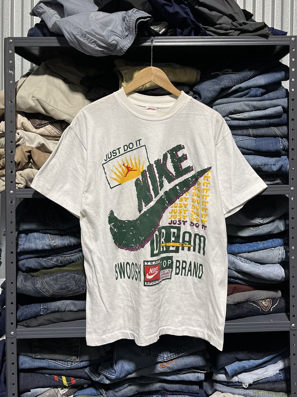 Nike × Vintage Crazy Vintage 90s Nike Swoosh Tee Bootleg Skater Essential Size US L / EU 52-54 / 3 - 1 Thumbnail