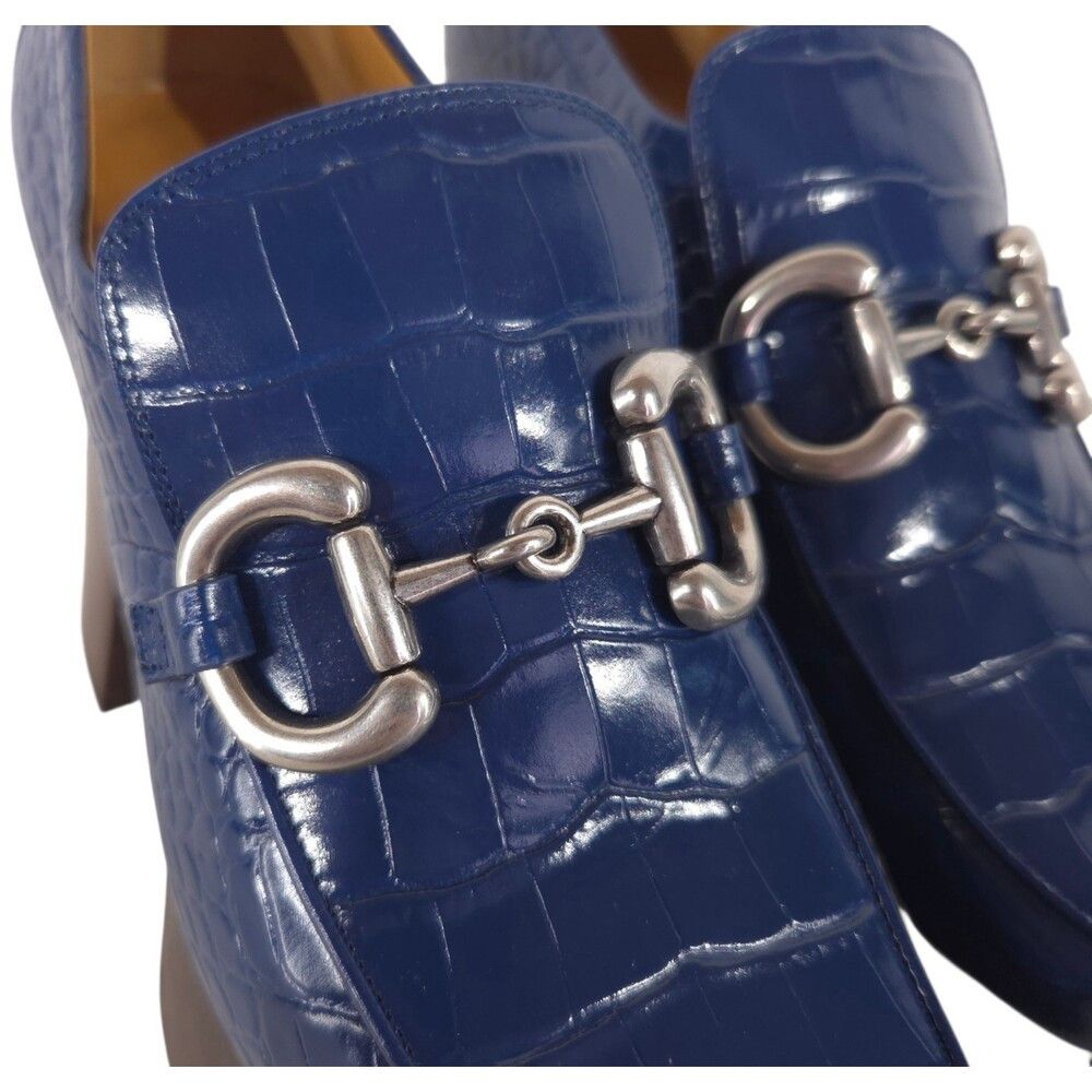 Gucci Gucci Royale Blue Croc Embossed Horsebit Platform Pump 6.5 Size US 6.5 / IT 36.5 - 5 Thumbnail