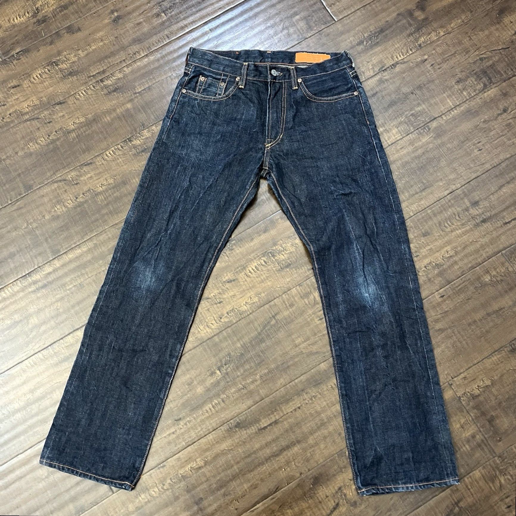 Jean Shop VINTAGE Jean Shop Selvage Jeans Men 29x29 Straight Fit Denim USA Made Dark Blue Size US 29 - 3 Thumbnail