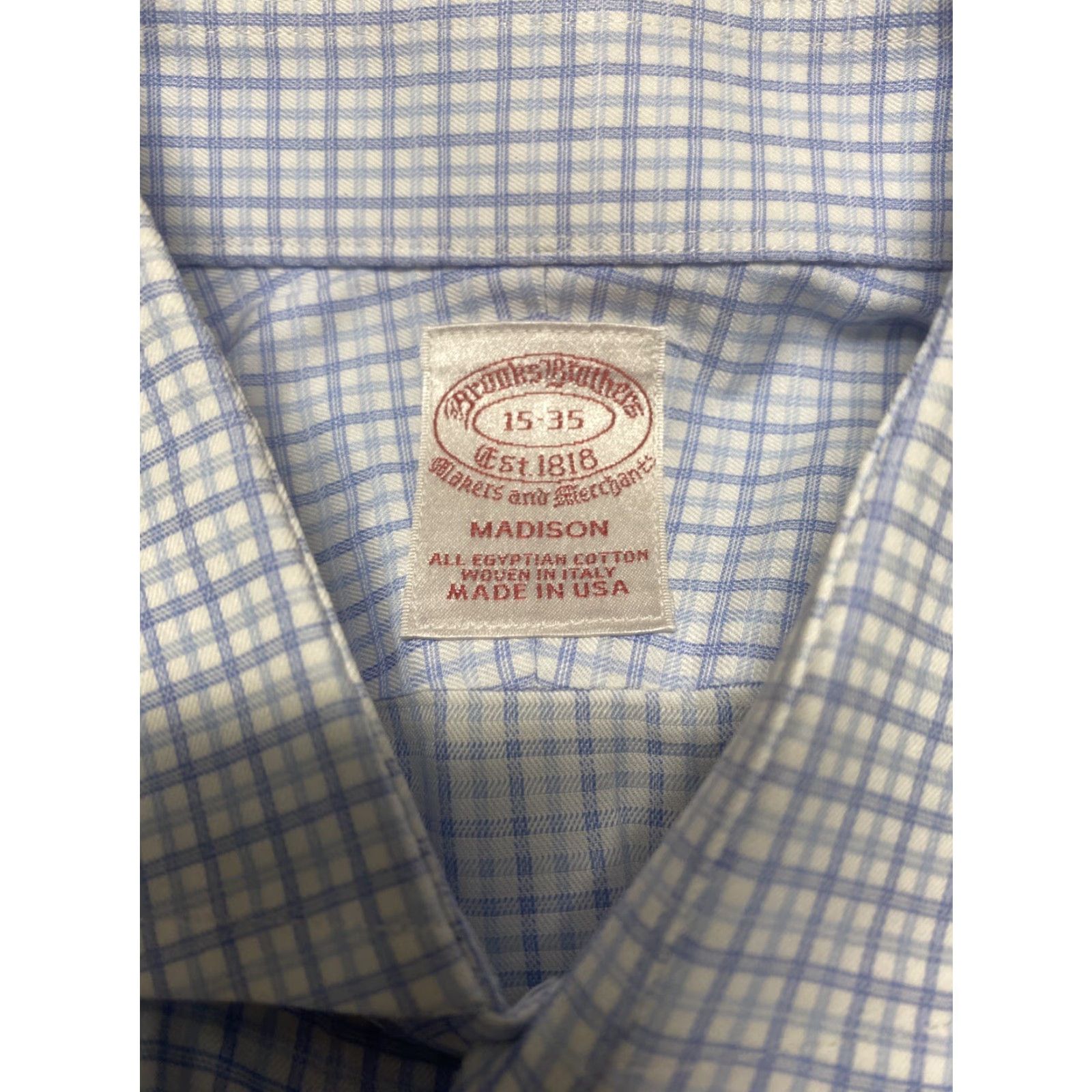 Brooks Brothers VINTAGE Brooks Brothers Makers and Merchants Madison Shirt 15-35 Blue Check Made In USA Size US M / EU 48-50 / 2 - 5 Thumbnail