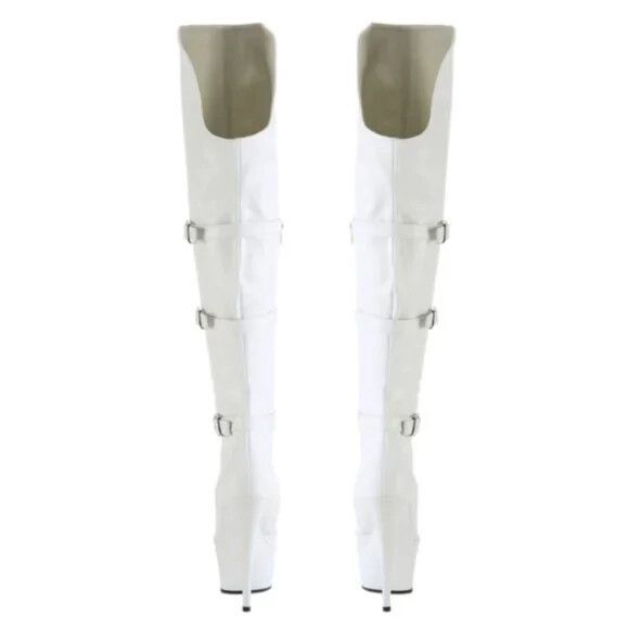 Other Delight 3018 White Vegan Leather OTK Over the Knee Platform Size US 11 / IT 41 - 4 Thumbnail