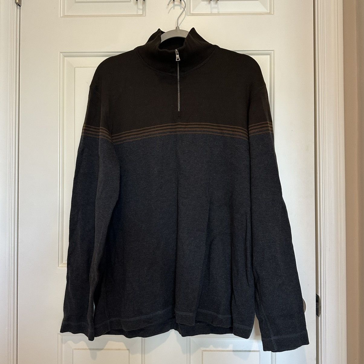 Banana Republic Banana Republic Quarter Zip Pullover Sweater, Brown Gray Size US L / EU 52-54 / 3 - 1 Thumbnail