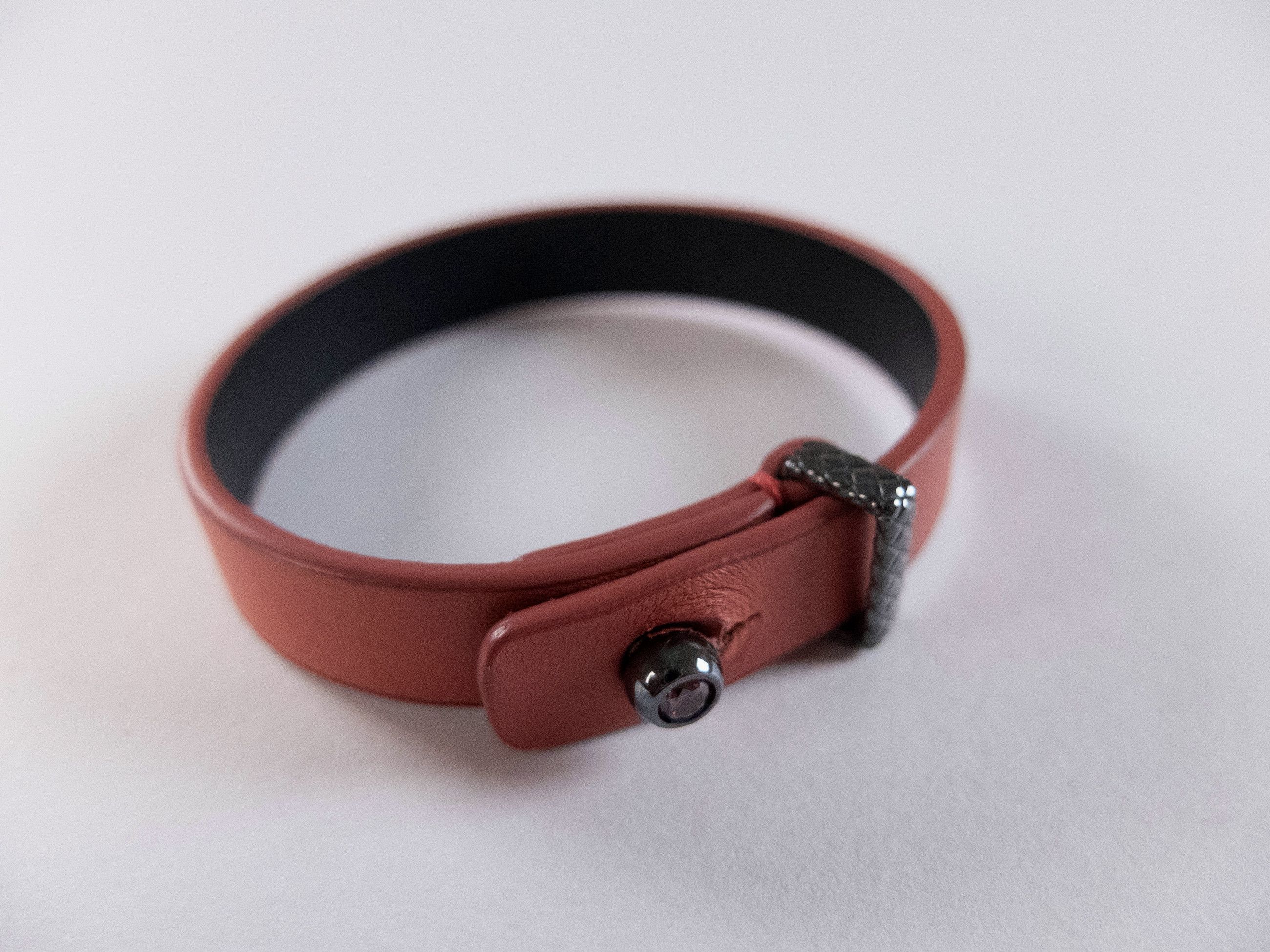 Bottega Veneta BOTTEGA VENETA pink leather Sterling silver bracelet Medium Size ONE SIZE - 1 Thumbnail