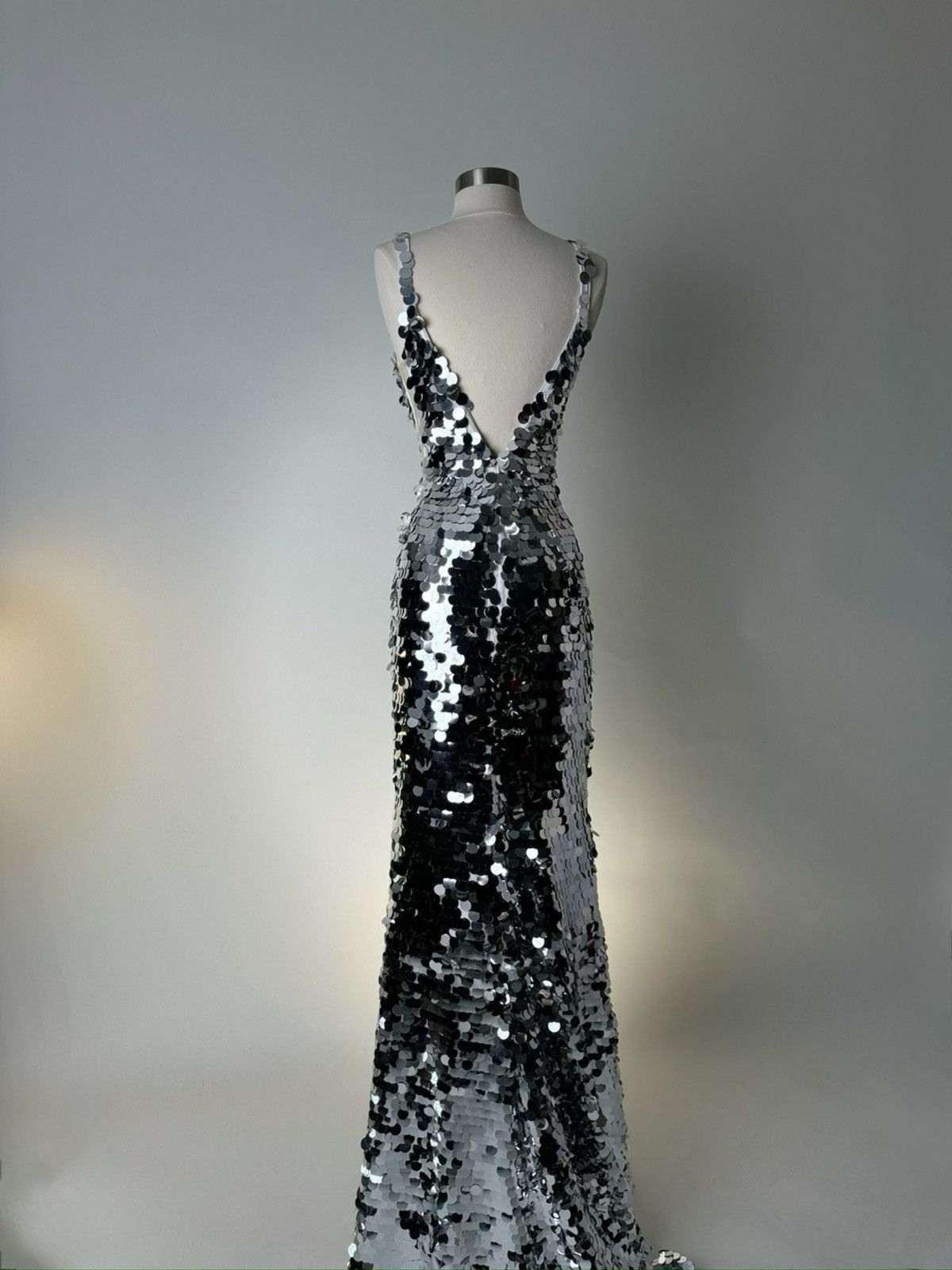 Other Brand New US 6 Jovani Maxi Evening Dress in Silver Color Size M / US 6-8 / IT 42-44 - 6 Thumbnail