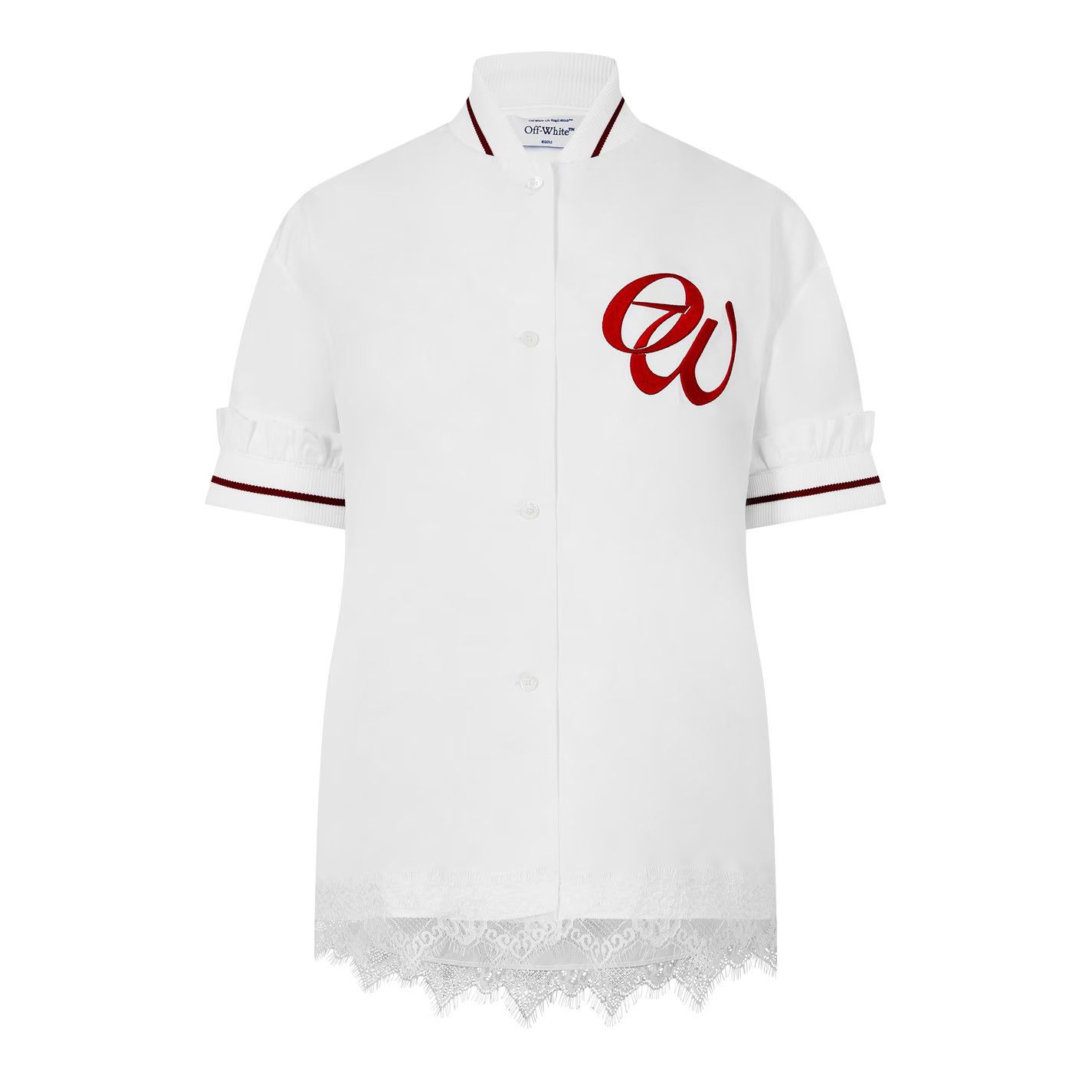 Off-White o1g2r1mq0125 Embroidered Baseball Shirt in White & Red Size XS / US 0-2 / IT 36-38 - 1 Thumbnail