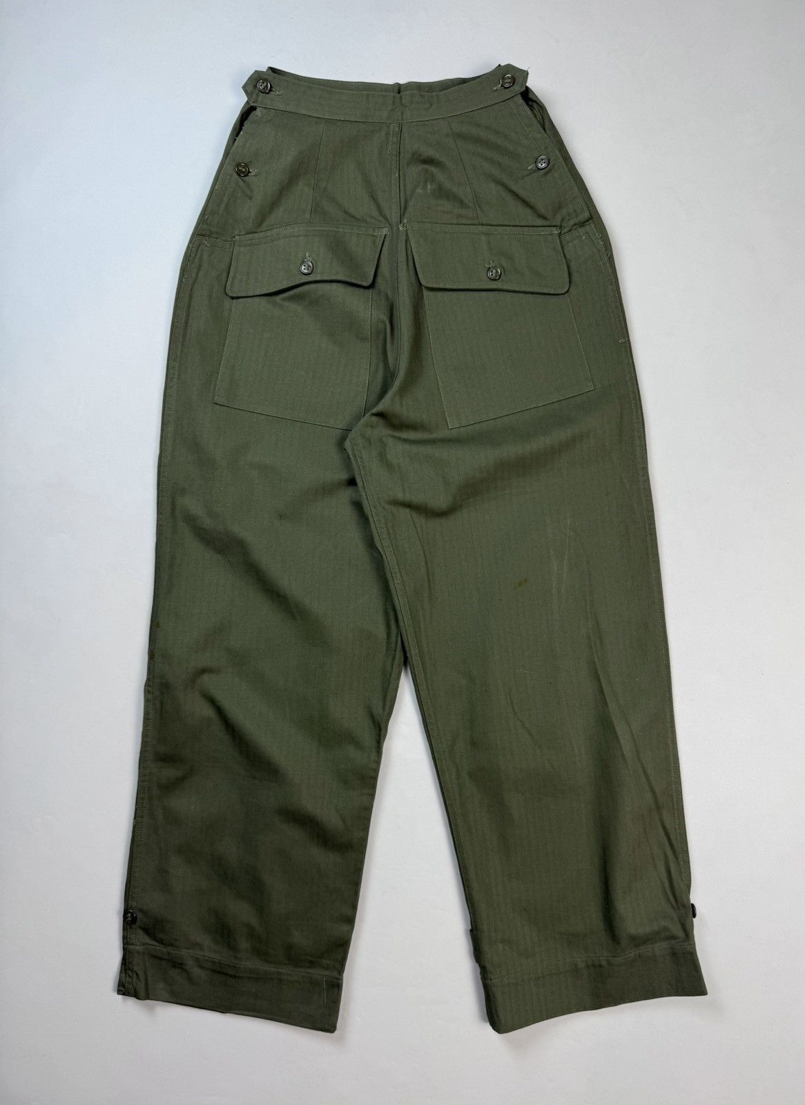 Vintage Original WW2 US Army Corps HBT Herringbone Twill Slack Pants Size 27" / US 4 / IT 40 - 1 Thumbnail