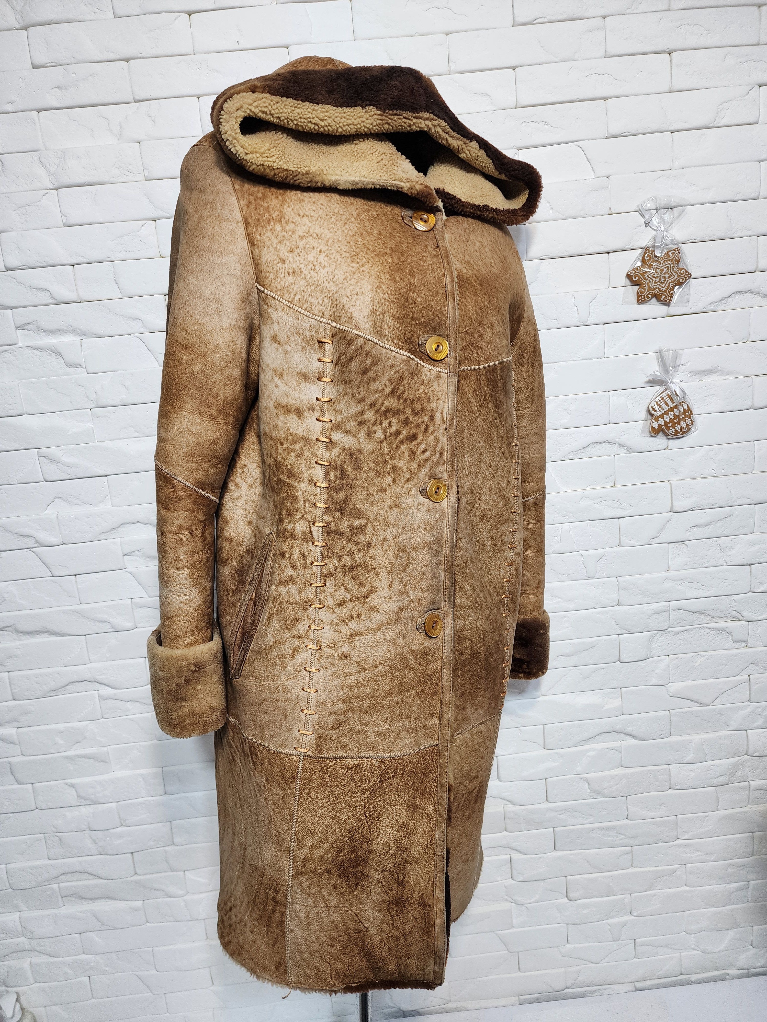 Furla Women's Brown Sheepskin Coat: Genuine Fur Hood Size XL / US 12-14 / IT 48-50 - 3 Thumbnail