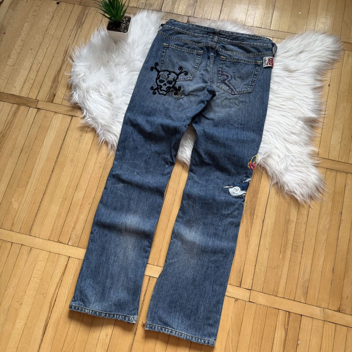 If Six Was Nine 📌 Vintage Ra.Re Y2K Ed Hardy style Bootcut Low Rise Jeans Size 28" / US 6 / IT 42 - 2 Thumbnail