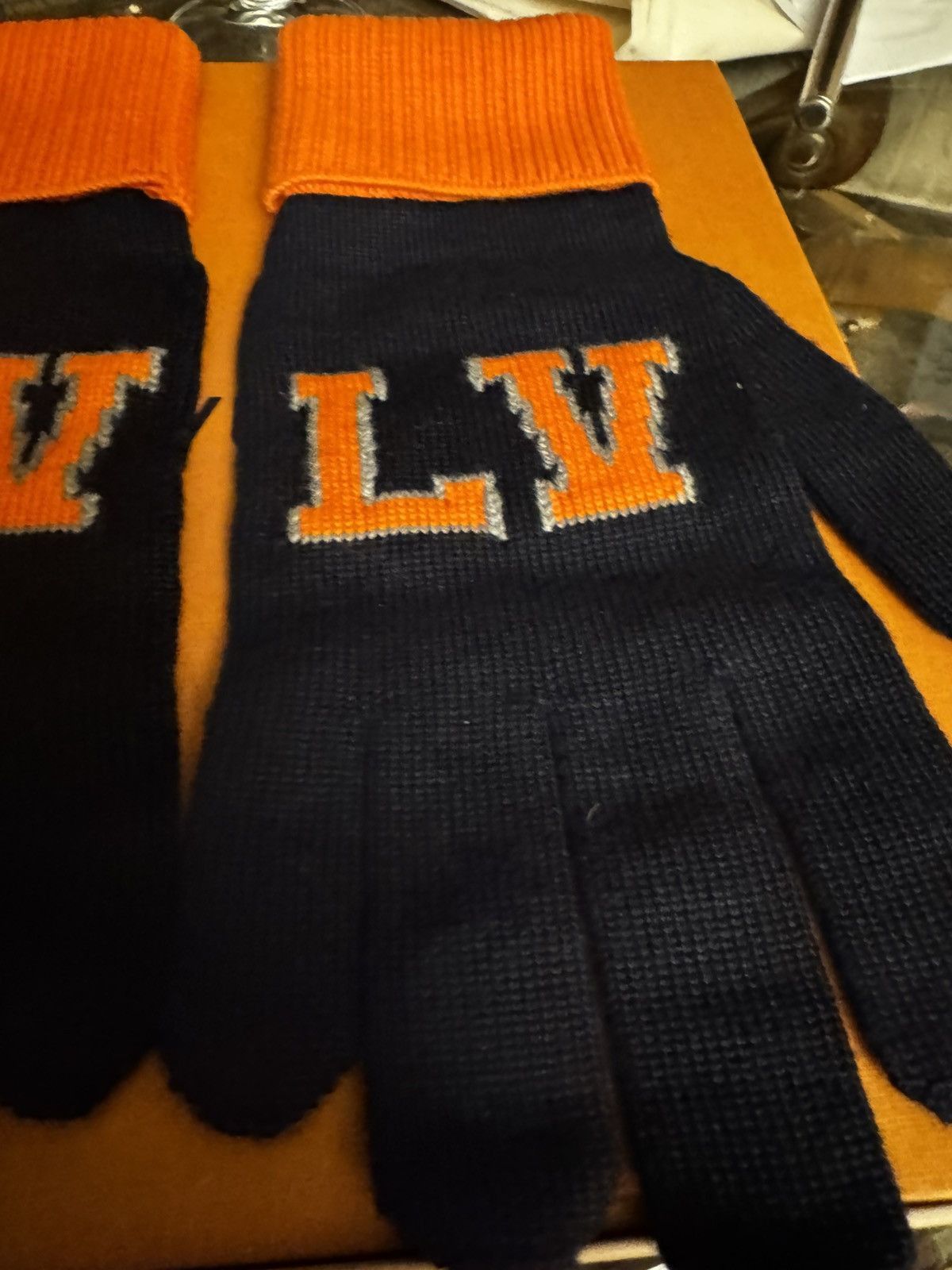 Louis Vuitton Louis Vuitton Gon Louis Marine Large Navy & Orange Gloves Size ONE SIZE - 3 Thumbnail
