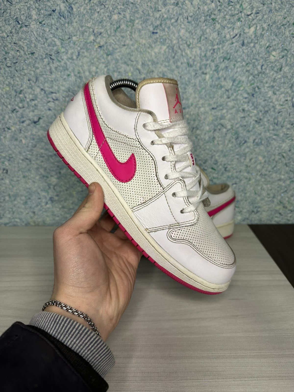 Jordan Brand × Nike × Vintage Nike Air Jordan 1 Low Pink Iridescent White 554723-109 Size US 8 / IT 38 - 1 Thumbnail
