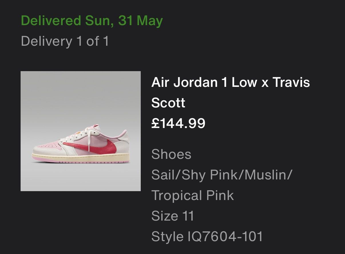 Nike × Travis Scott Travis Scott x Air Jordan 1 Low Sail Tropical Pink Size US 12 / EU 45 - 15 Thumbnail