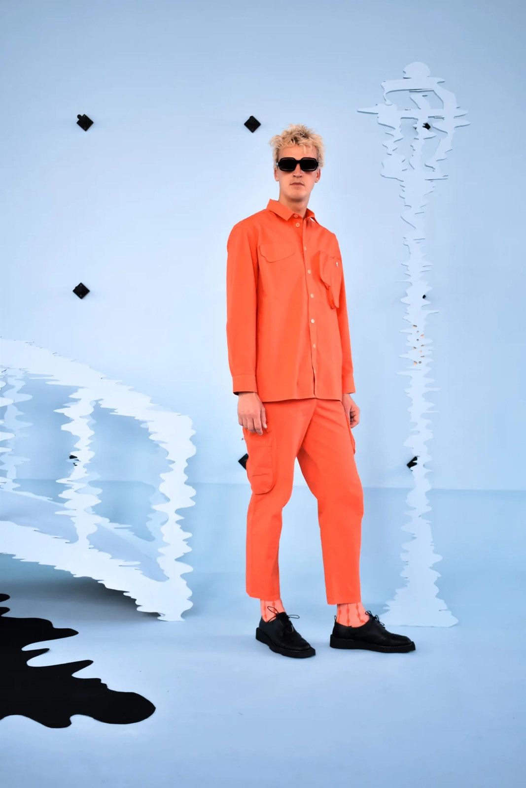 Henrik Vibskov !DS! SS23 Henrik Vibskov Flame Orange Cargo Shirt Size US XL / EU 56 / 4 - 3 Thumbnail