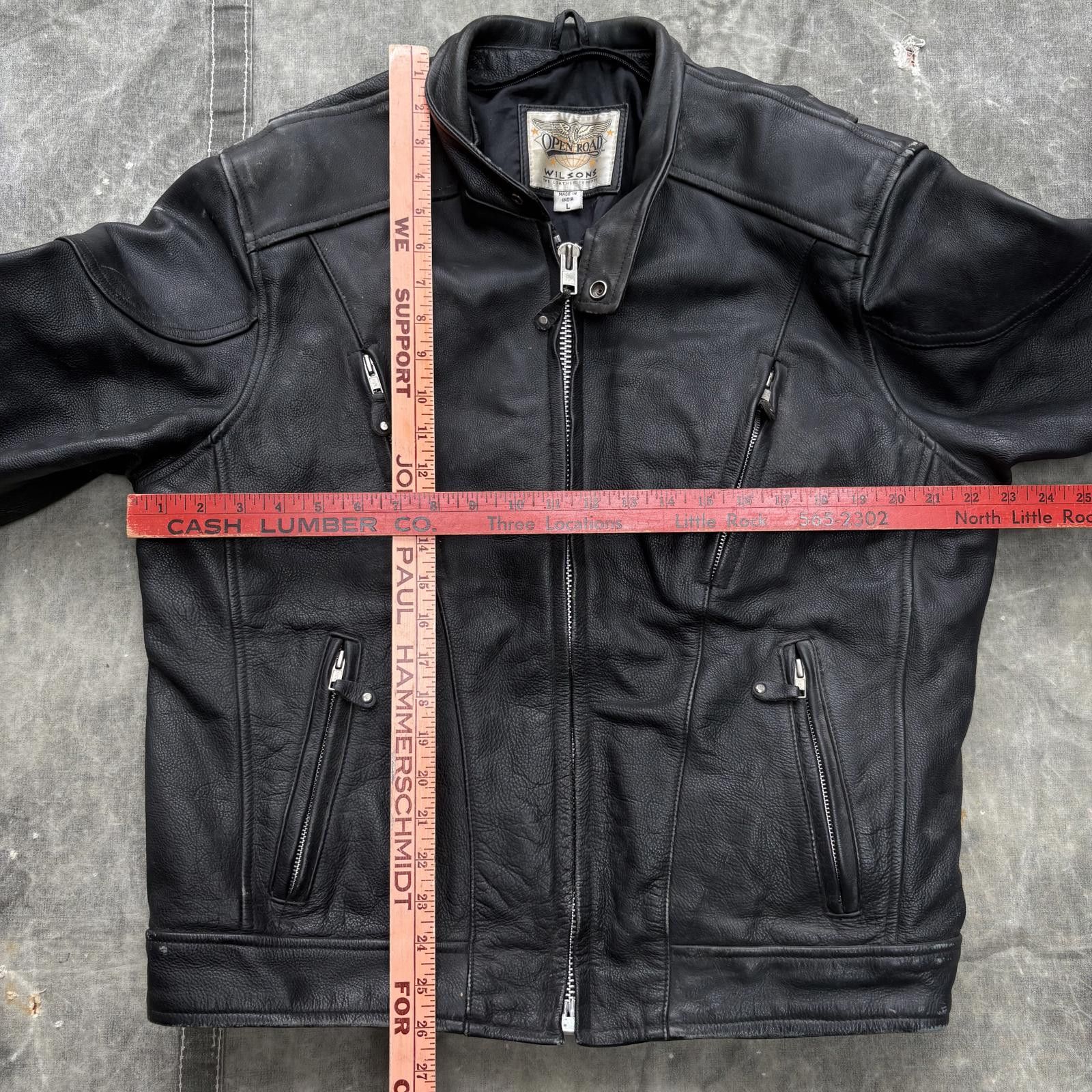 Wilsons Leather Vintage 80s 90s Wilsons Open Road Leather Motorcycle Jacket Size US L / EU 52-54 / 3 - 3 Thumbnail