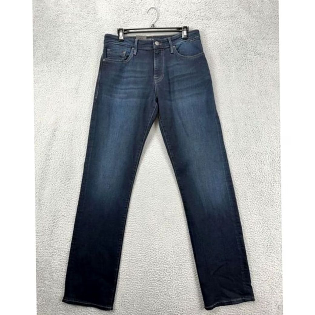 Vintage Mavi Matt Jeans Mens 31X34 Blue Distressed Straight Leg Relaxed Fit Stretch Denim Straight Jeans Mens 31 Inseam 34 Dark Wash Pockets Logo Button Zip Size US 31 - 3 Thumbnail