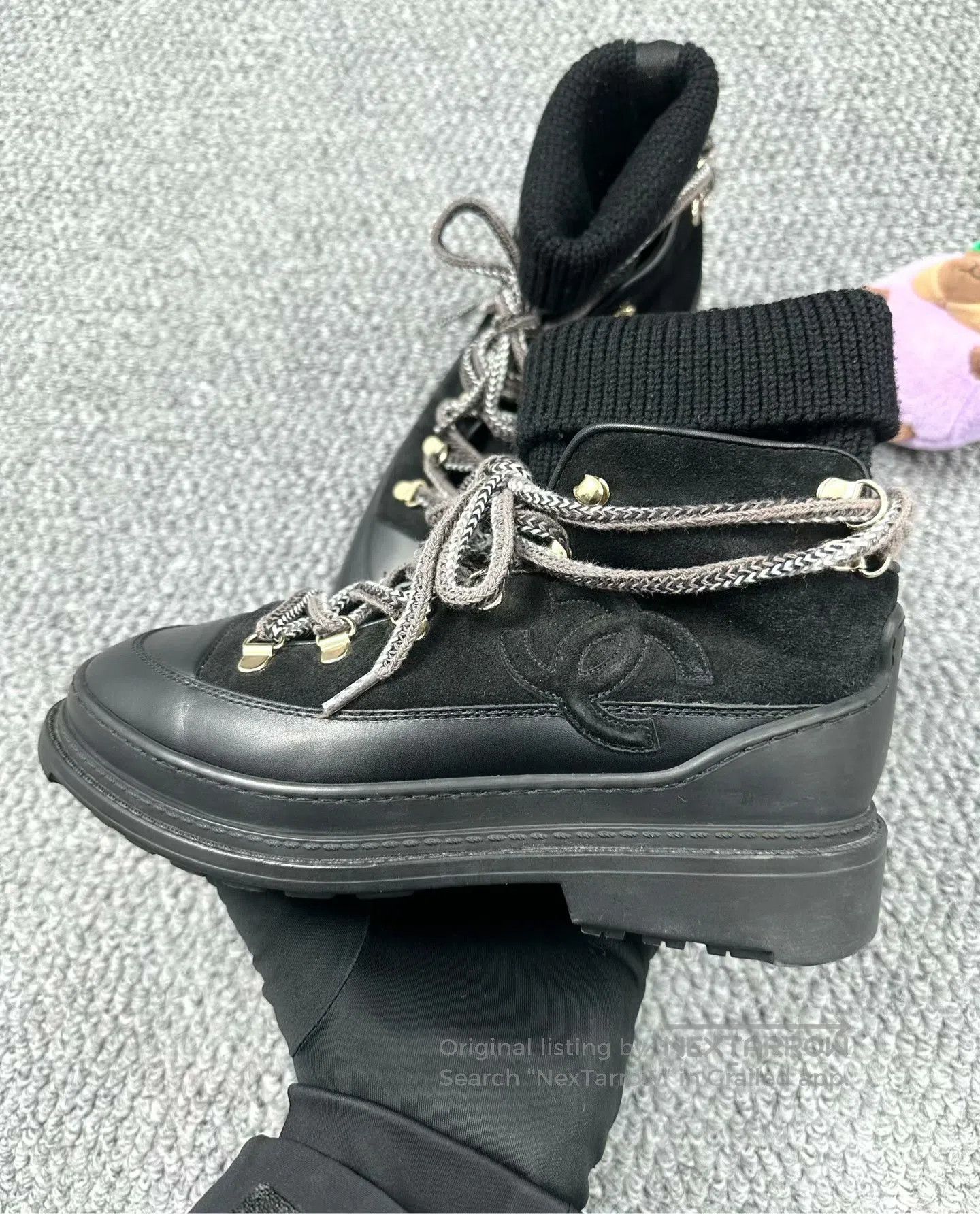 Chanel Chanel Black Suede Sock Martin Boots| Size US 4.5 / IT 34.5 - 3 Thumbnail