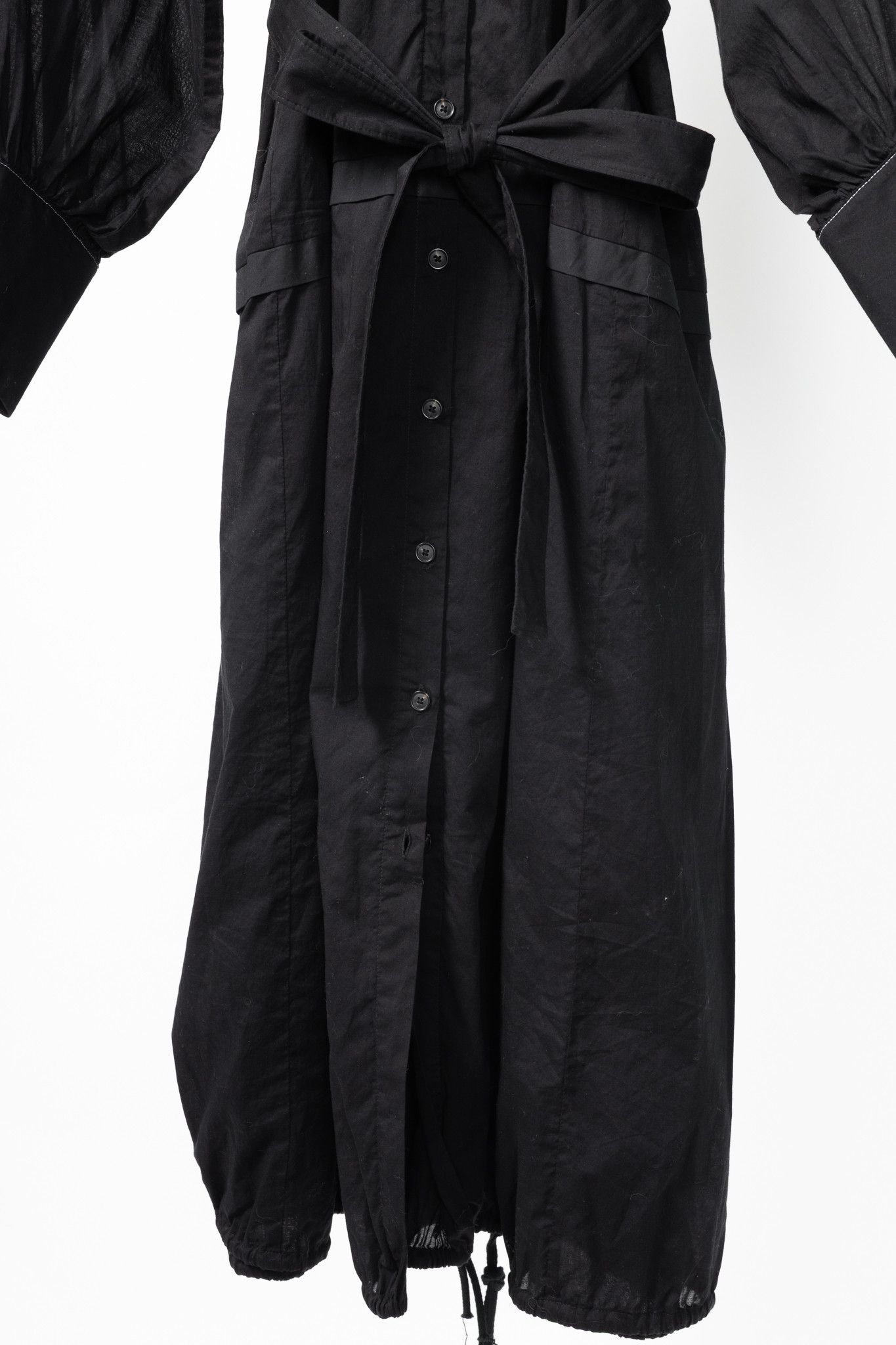Proenza Schouler Proenza Schouler Black Poplin Buttoned Waist-Tie Midi Dress Size S / US 4 / IT 40 - 8 Thumbnail
