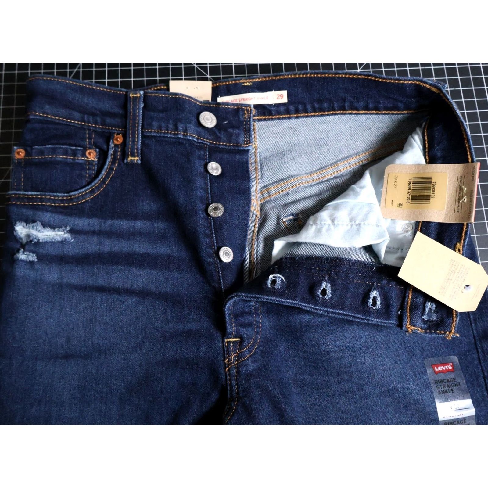 Levi's VINTAGE Levi's Ribcage Straight Jeans Women's 29 x 27 Blue Button Fly Unworn Size 29" - 4 Thumbnail