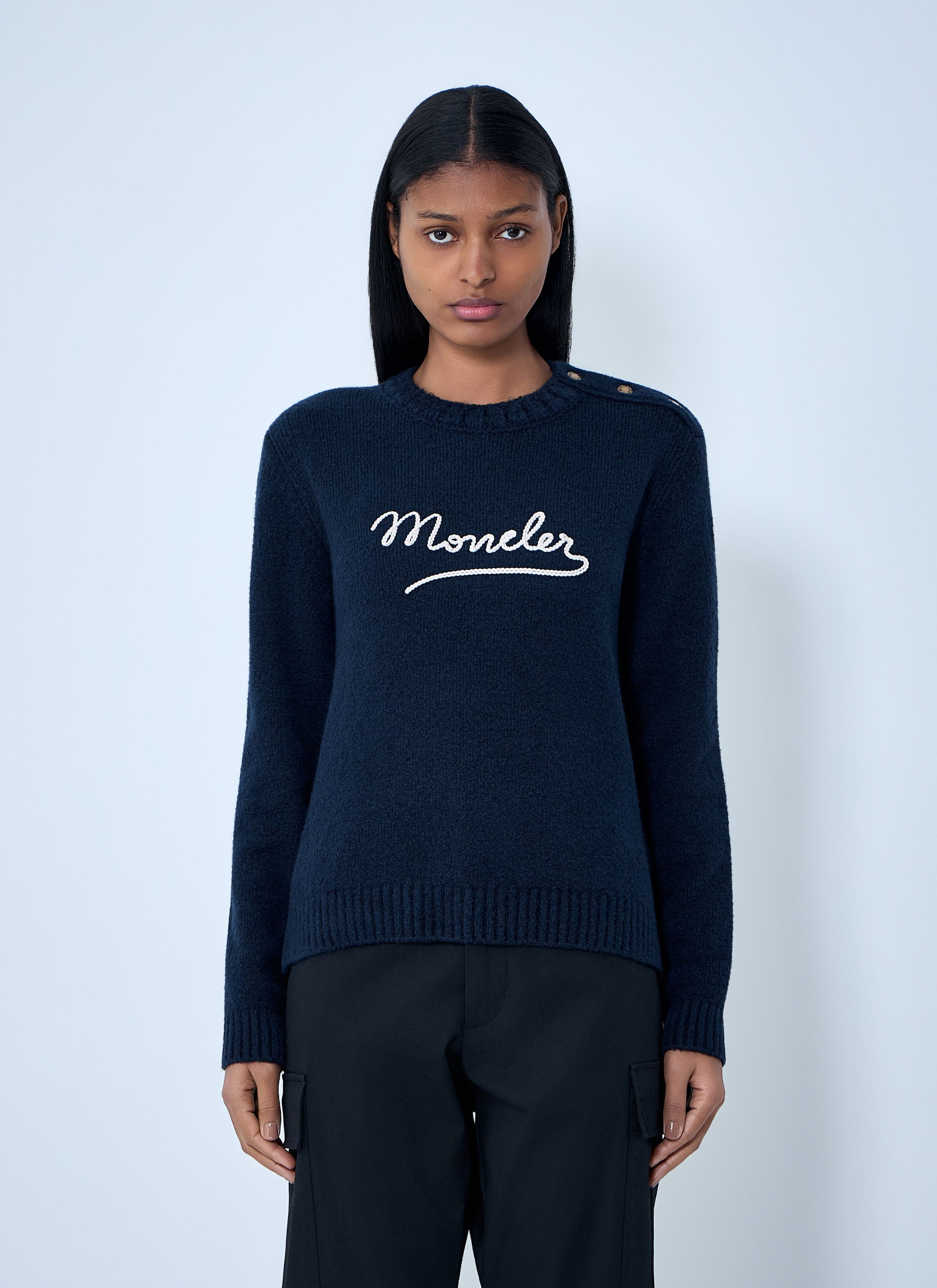Moncler Embroidered Logo Wool Sweater Size L / US 10 / IT 46 - 1 Thumbnail