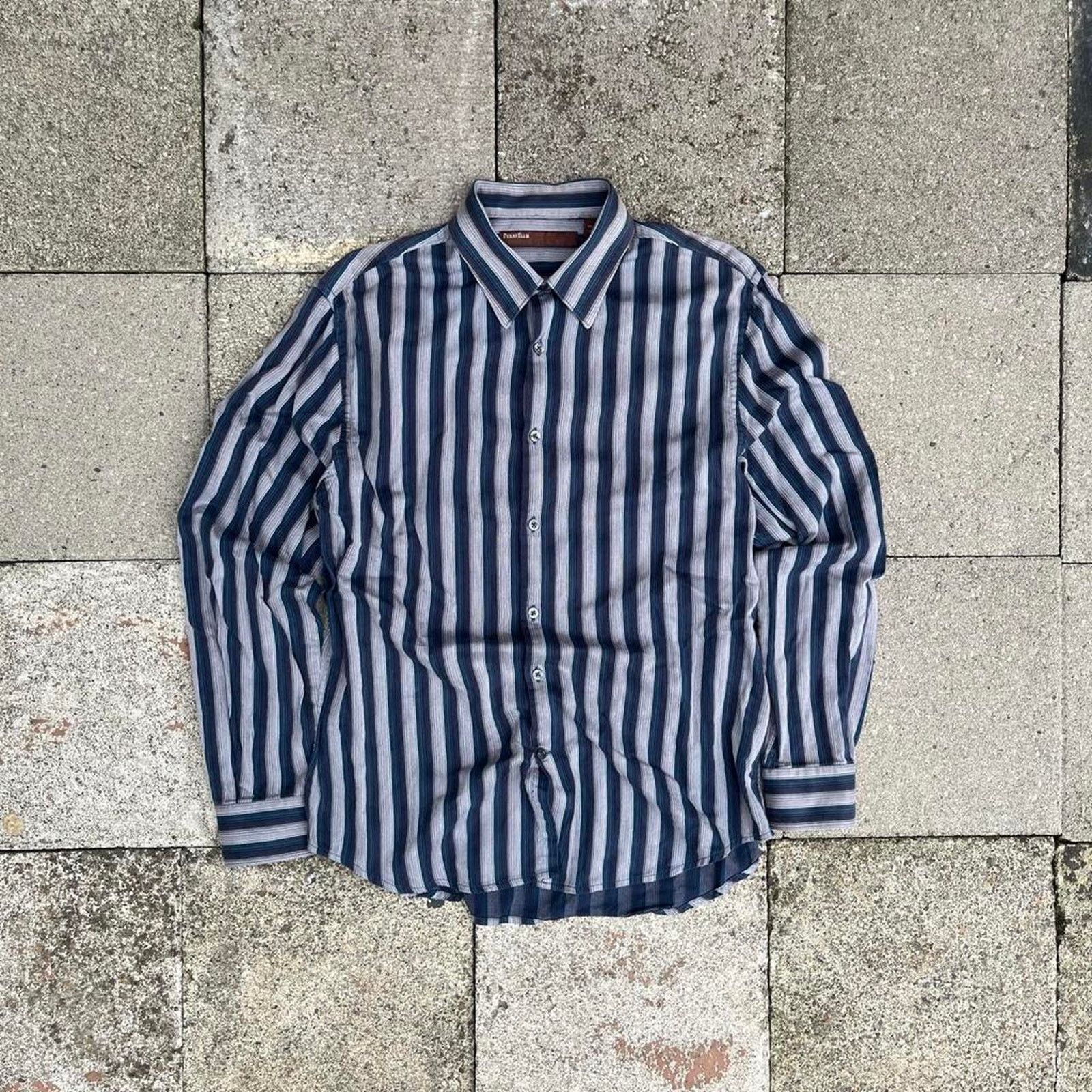 Perry Ellis Striped Perry Ellis Button-Up Long Sleeve Classic Fall Shirt Size US L / EU 52-54 / 3 - 1 Thumbnail