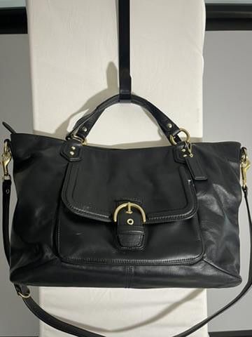 Coach Stylish Black coach Leather Handbag with Gold Accents Size ONE SIZE - 1 Thumbnail