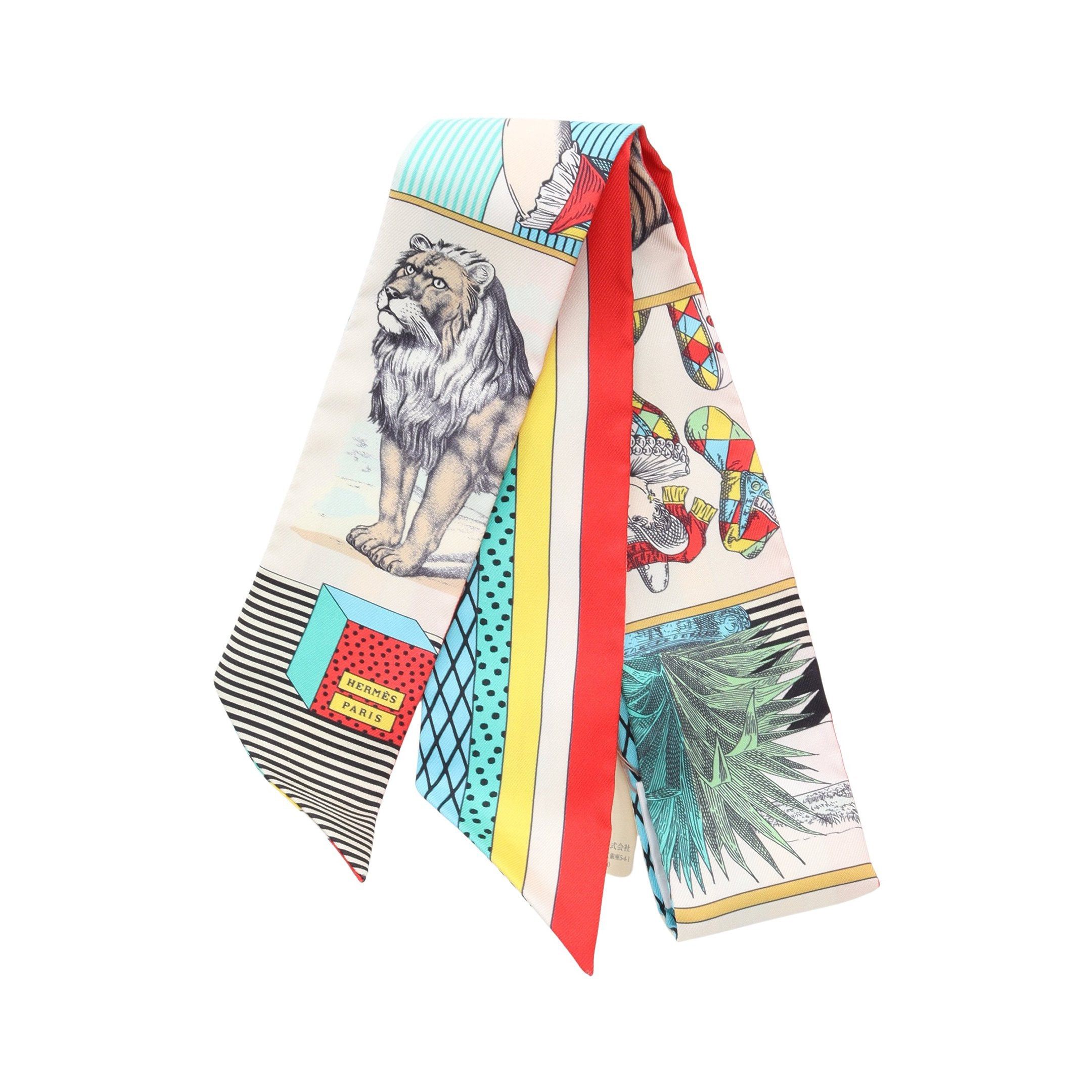 Hermes Hermes Twilly Grand Theatre Nouveau Ribbon Scarf Silk Ivory Multicolor Size ONE SIZE - 1 Thumbnail