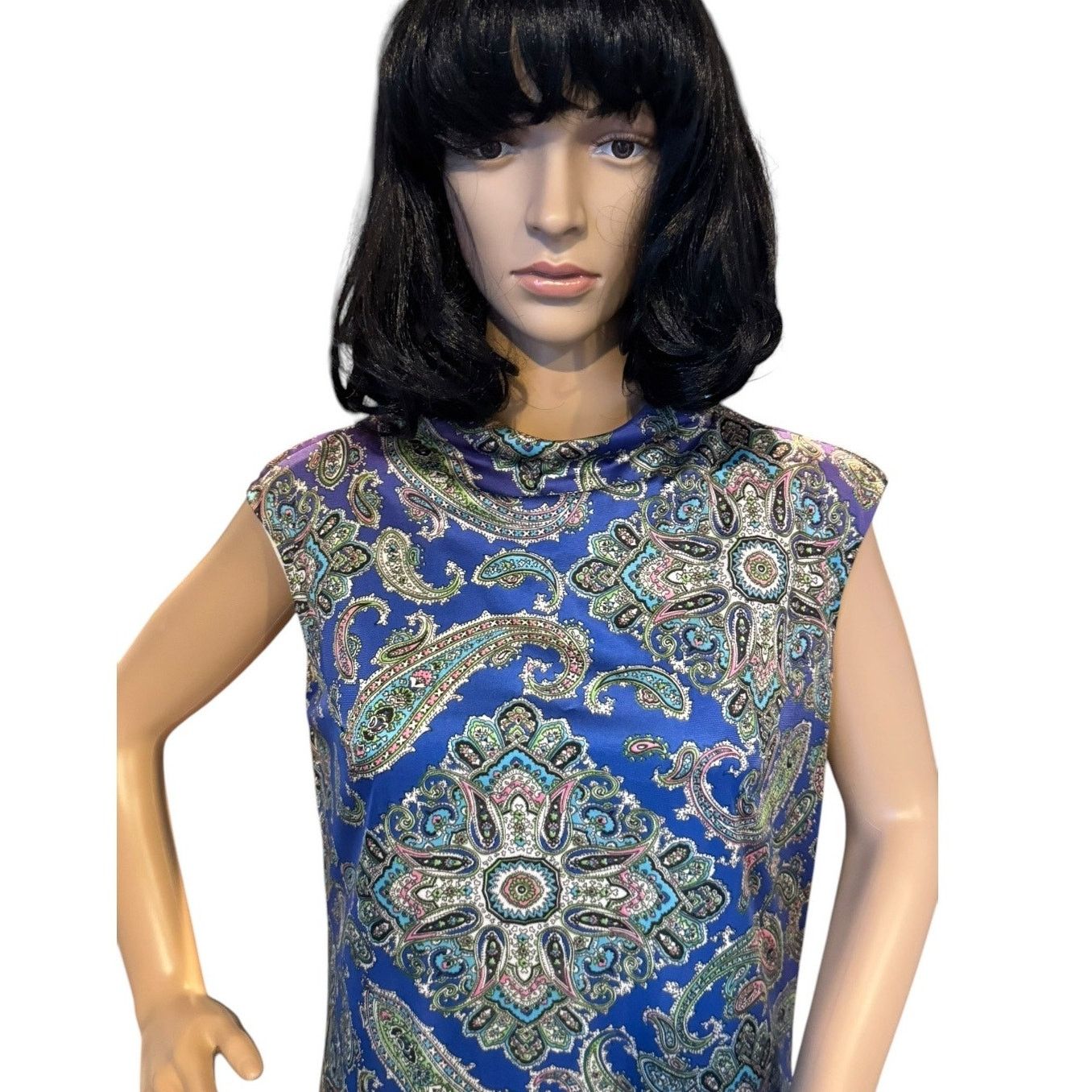 Vintage Vtg Sacony Ciella purple paisley sleeveless dress medium Size M / US 6-8 / IT 42-44 - 2 Thumbnail