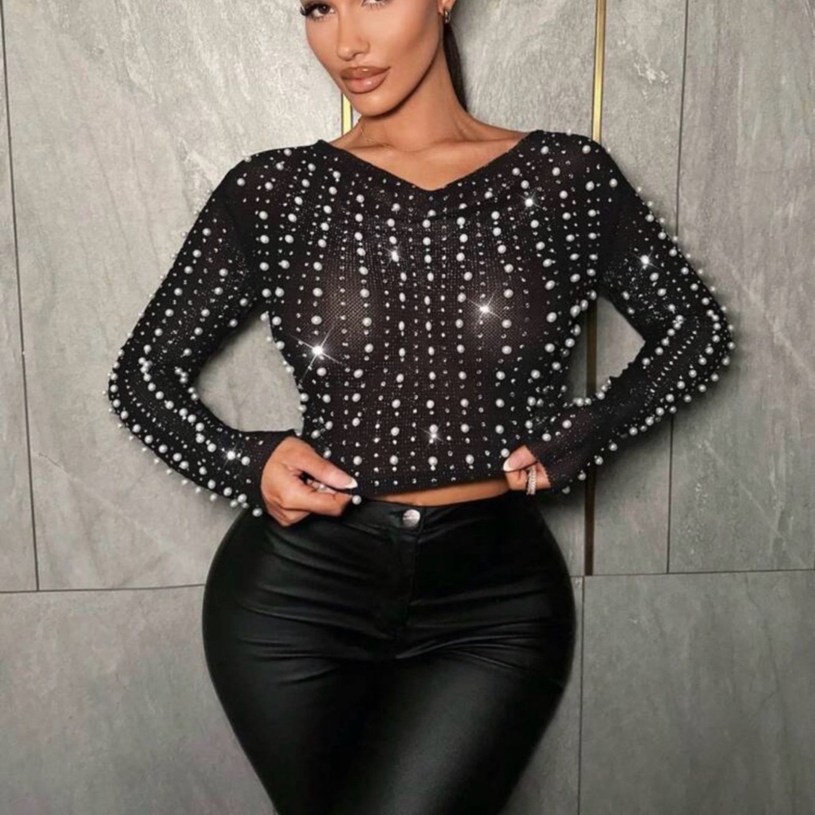 Other New Elegant Black Beaded Women's Pearl Top size XS Size XS / US 0-2 / IT 36-38 - 4 Thumbnail