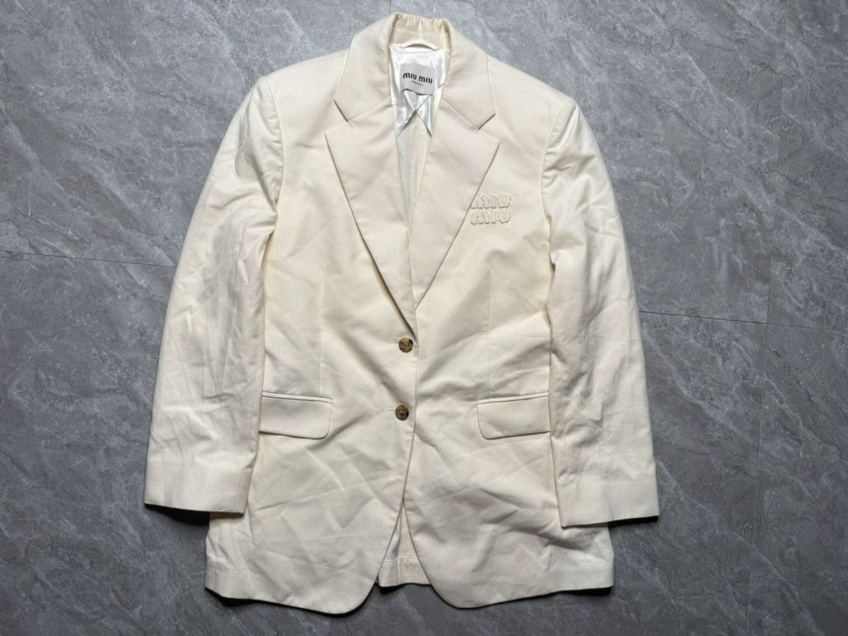 Miu Miu Miu-miu Single Breasted Canvas Logo Jacket Size XS / US 0-2 / IT 36-38 - 3 Thumbnail