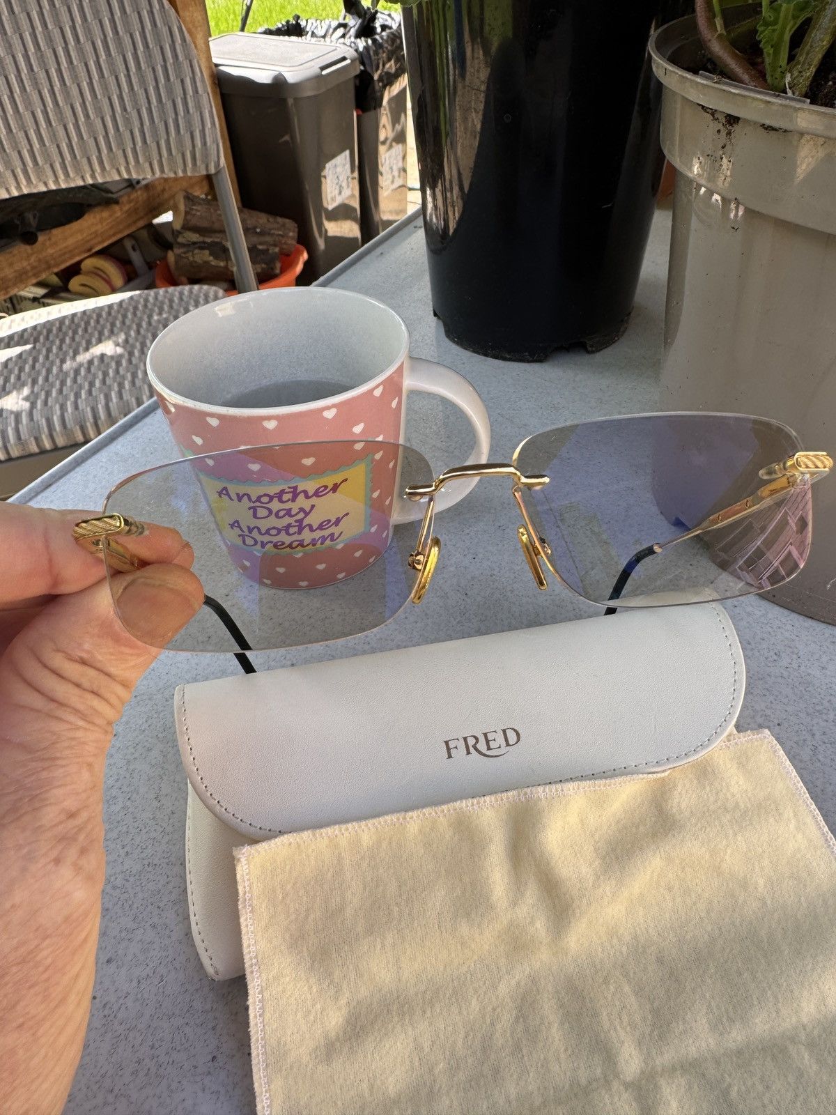 FRED Fred Force 10 Rimless Sunglasses Gold Tone Size ONE SIZE - 11 Thumbnail