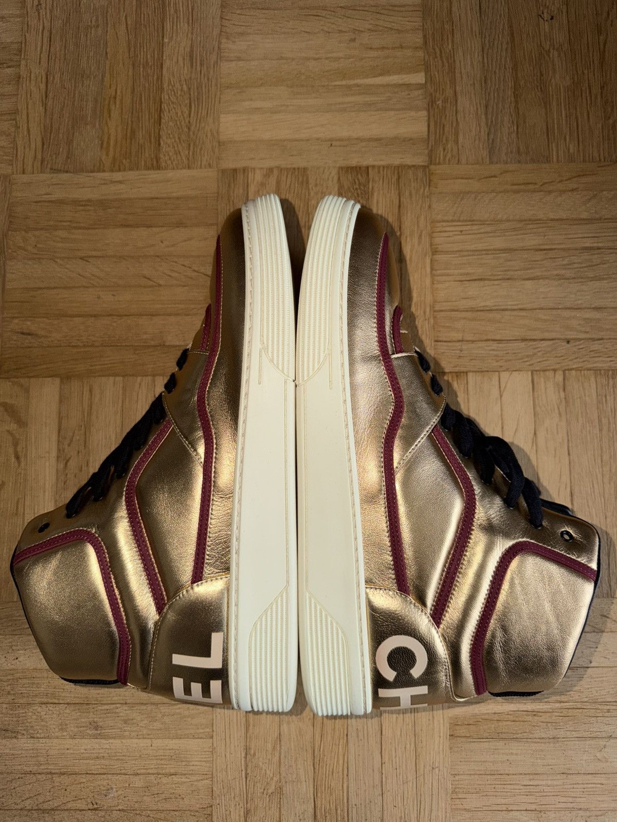 Chanel Chanel High Top Sneaker gold Size US 12 / EU 45 - 1 Thumbnail