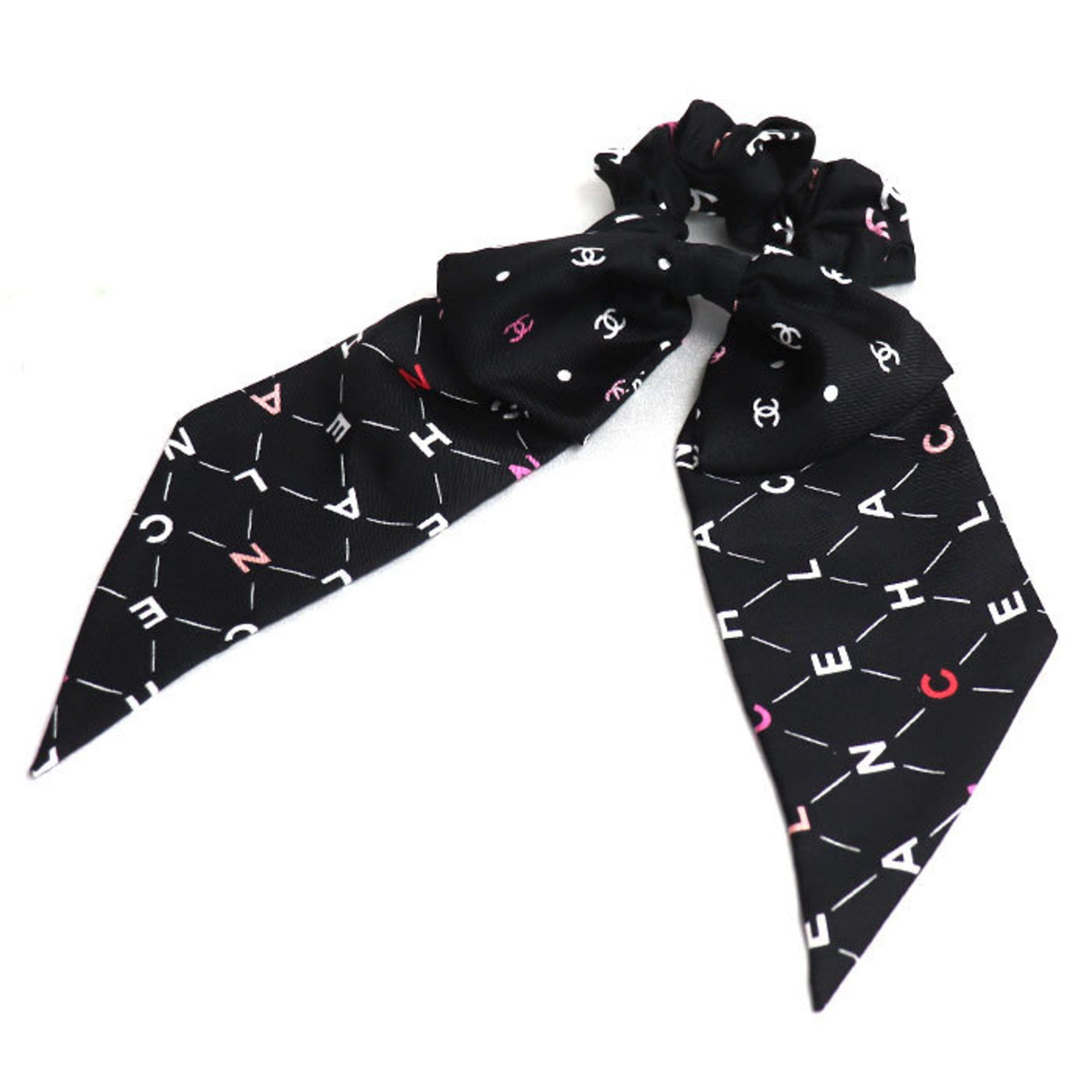 image of Chanel Silk Ribbon Hair Scrunchie For Women in Black