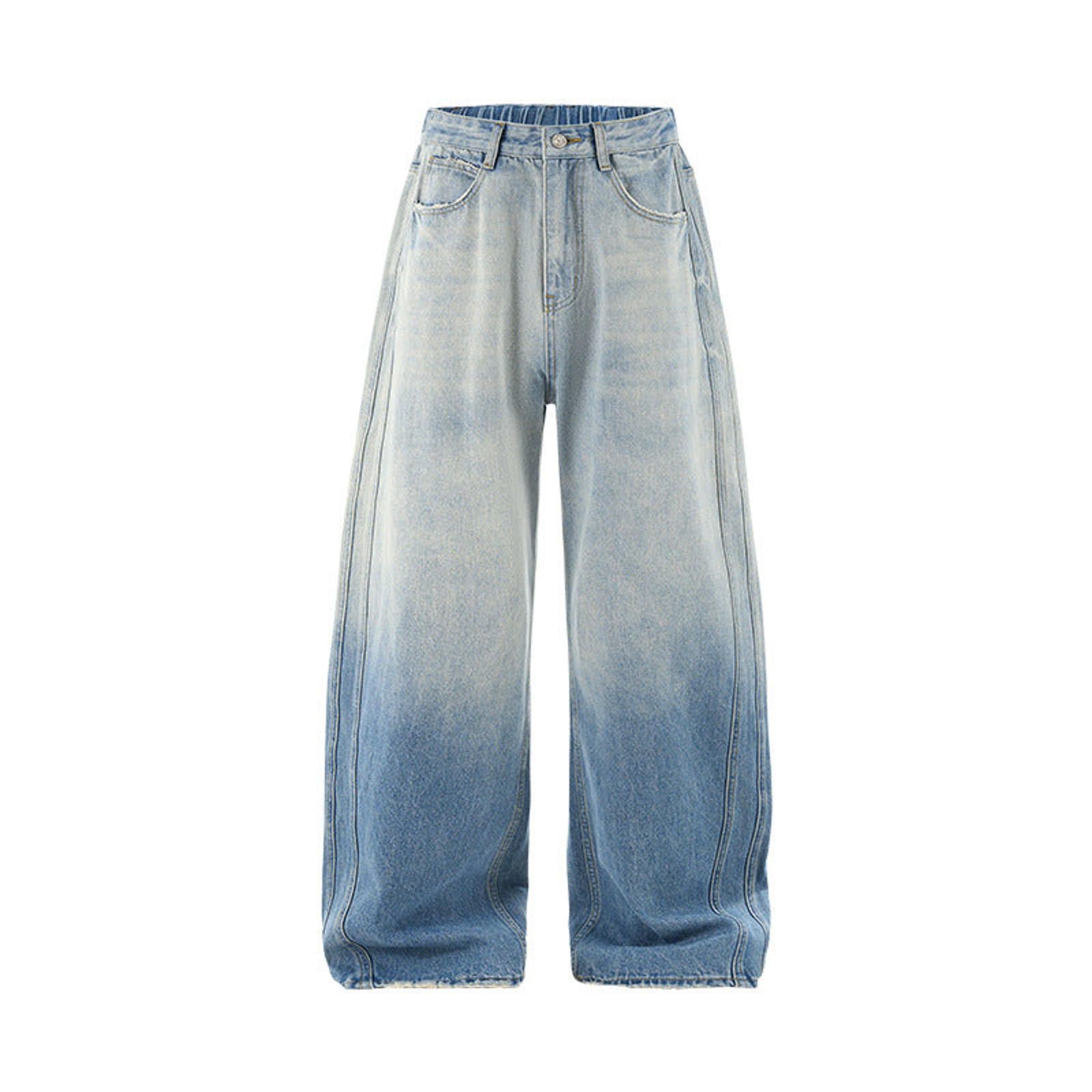 Vintage Blue Ombre Wide Leg Denim Jeans, Baggy Fit Jeans Size US 32 / EU 48 - 4 Thumbnail