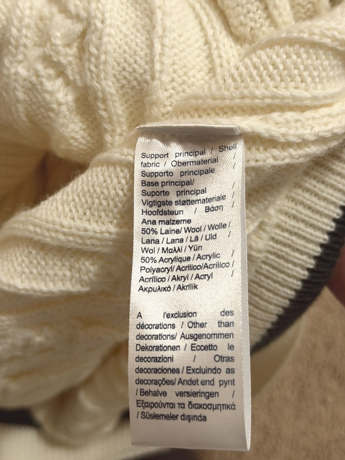 Lacoste Lacoste V-Neck Wool Cable Knit Striped Sweater Size US L / EU 52-54 / 3 - 8 Thumbnail