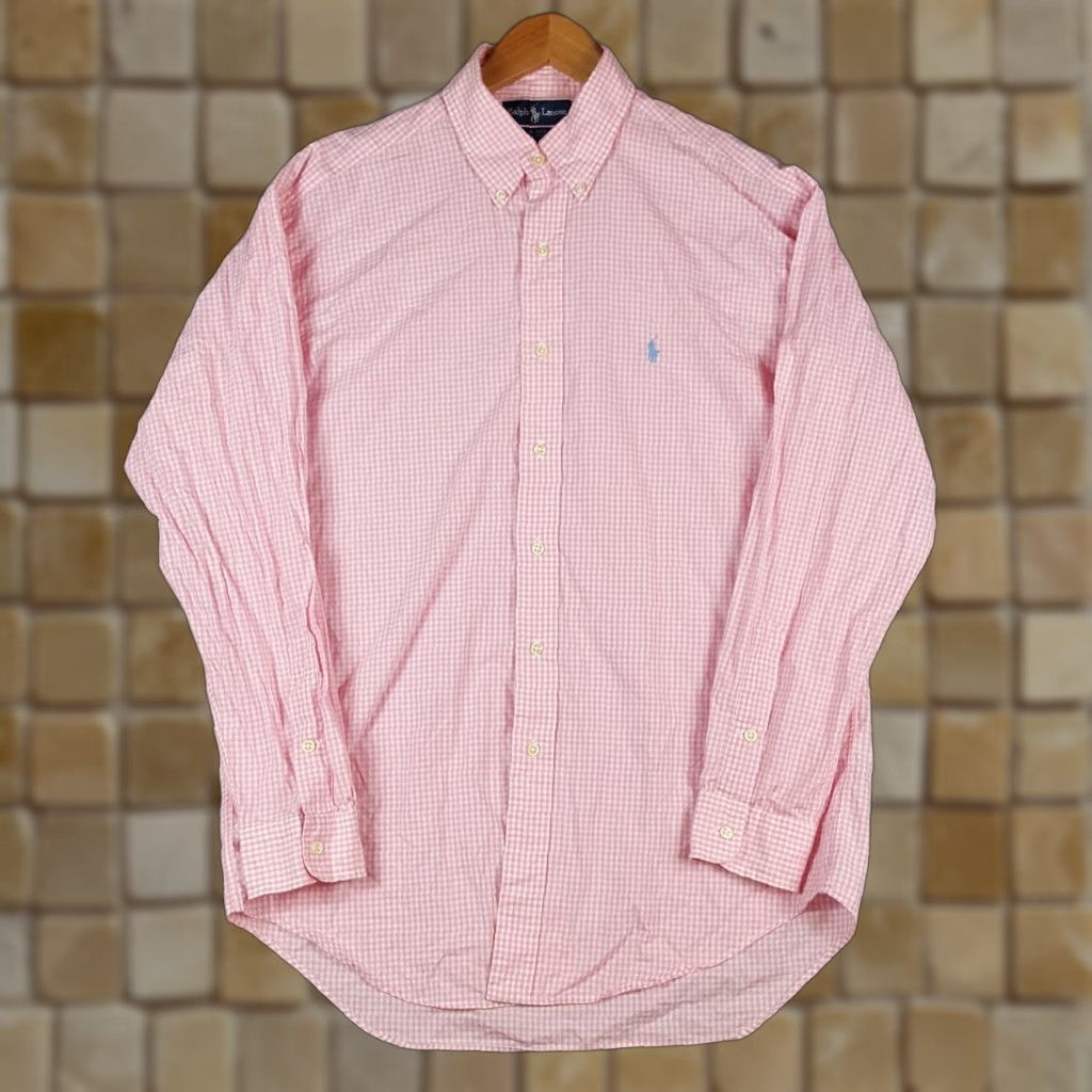 Ralph Lauren VINTAGE Ralph Lauren Pink Gingham Plaid Button-Up Shirt Men's XL Pony Logo Long Sleeve Collared Retro Preppy Size US XL / EU 56 / 4 - 1 Thumbnail