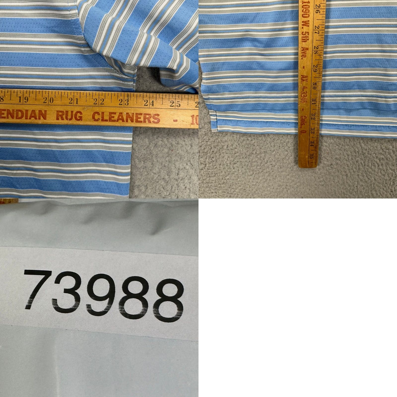 Vintage Dunning Golf Mens Polo Shirt XL Light Blue Gray Stripe Short Sleeve Rugby Logo Size US XL / EU 56 / 4 - 8 Thumbnail