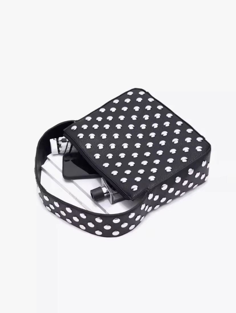 Japanese Brand Black PU Leather Rivet Tote Hobo Bag Size ONE SIZE - 4 Thumbnail