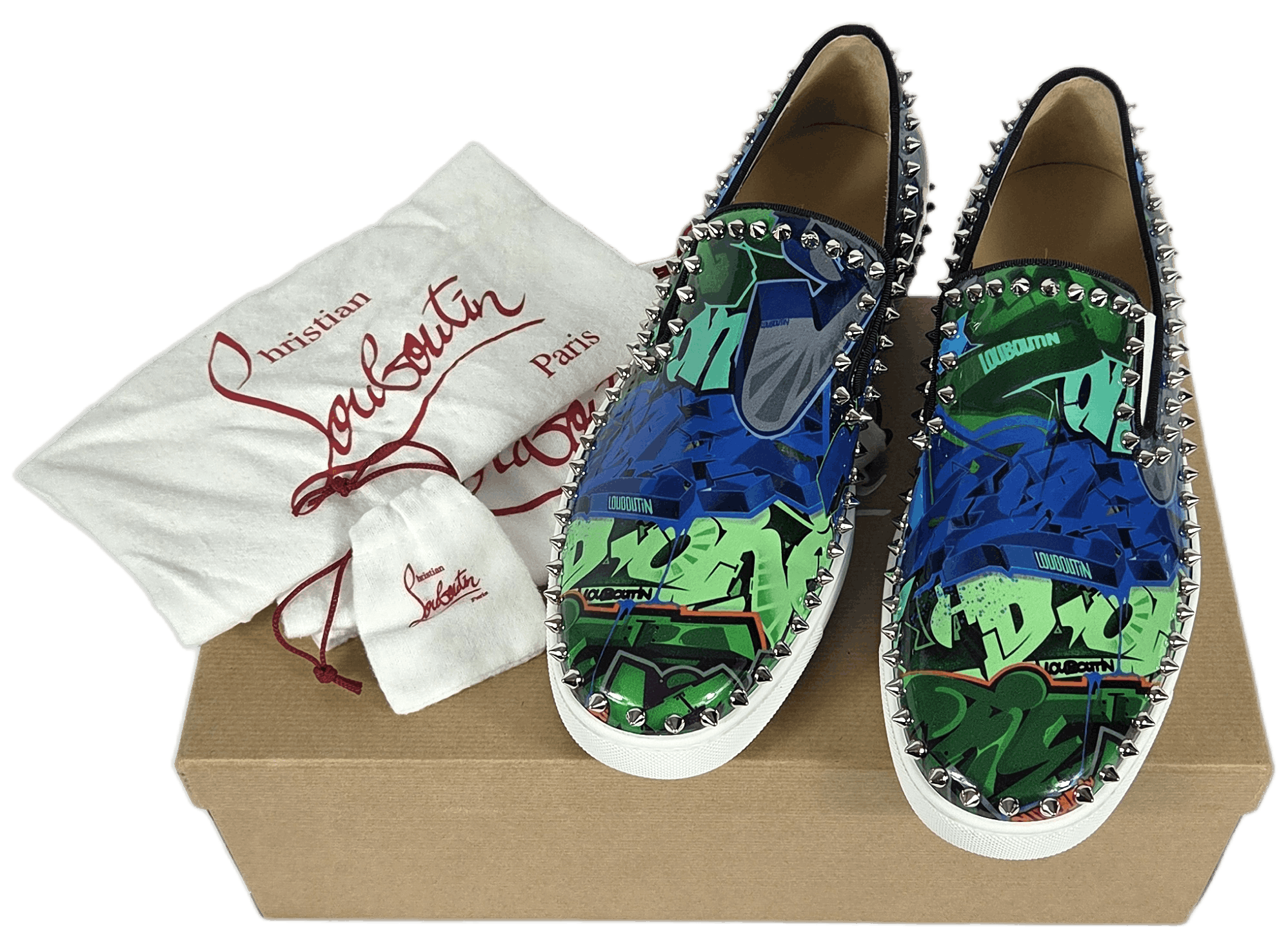 Christian Louboutin Pik Boat Spike Flat Pat Metrograf Slip-on Sneakers Size US 10 / EU 43 - 8 Thumbnail
