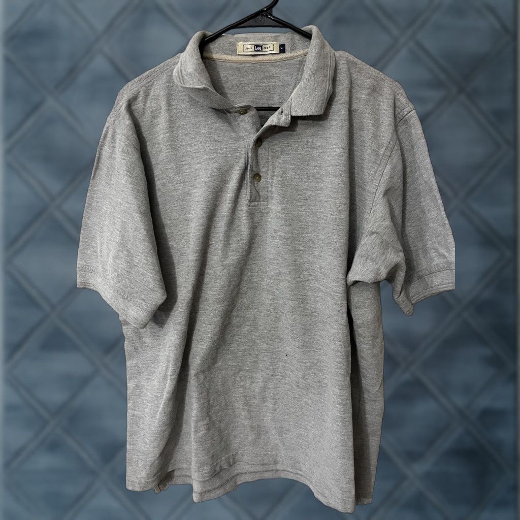 Lee VINTAGE Lee Polo Shirt Mens L Gray Cotton Pinstripe 90s Casual Button-Down Collar Short Sleeve Size US L / EU 52-54 / 3 - 1 Thumbnail