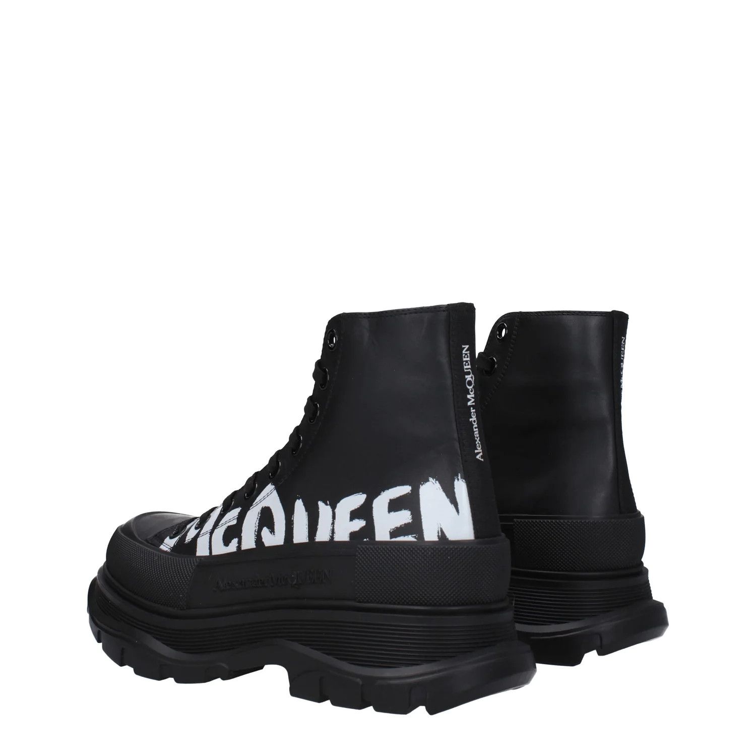 Alexander McQueen ob1o1e0225 Leather Hi-Top Sneakers in Black Size US 7 / EU 40 - 4 Thumbnail