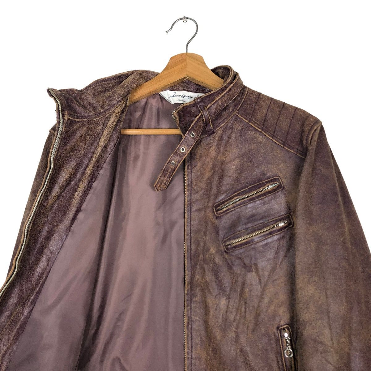 Japanese Brand 🔥VINTAGE SOFT LEATHER BIKER JACKET SANKO ISSEY MIYAKE Size US M / EU 48-50 / 2 - 12 Thumbnail