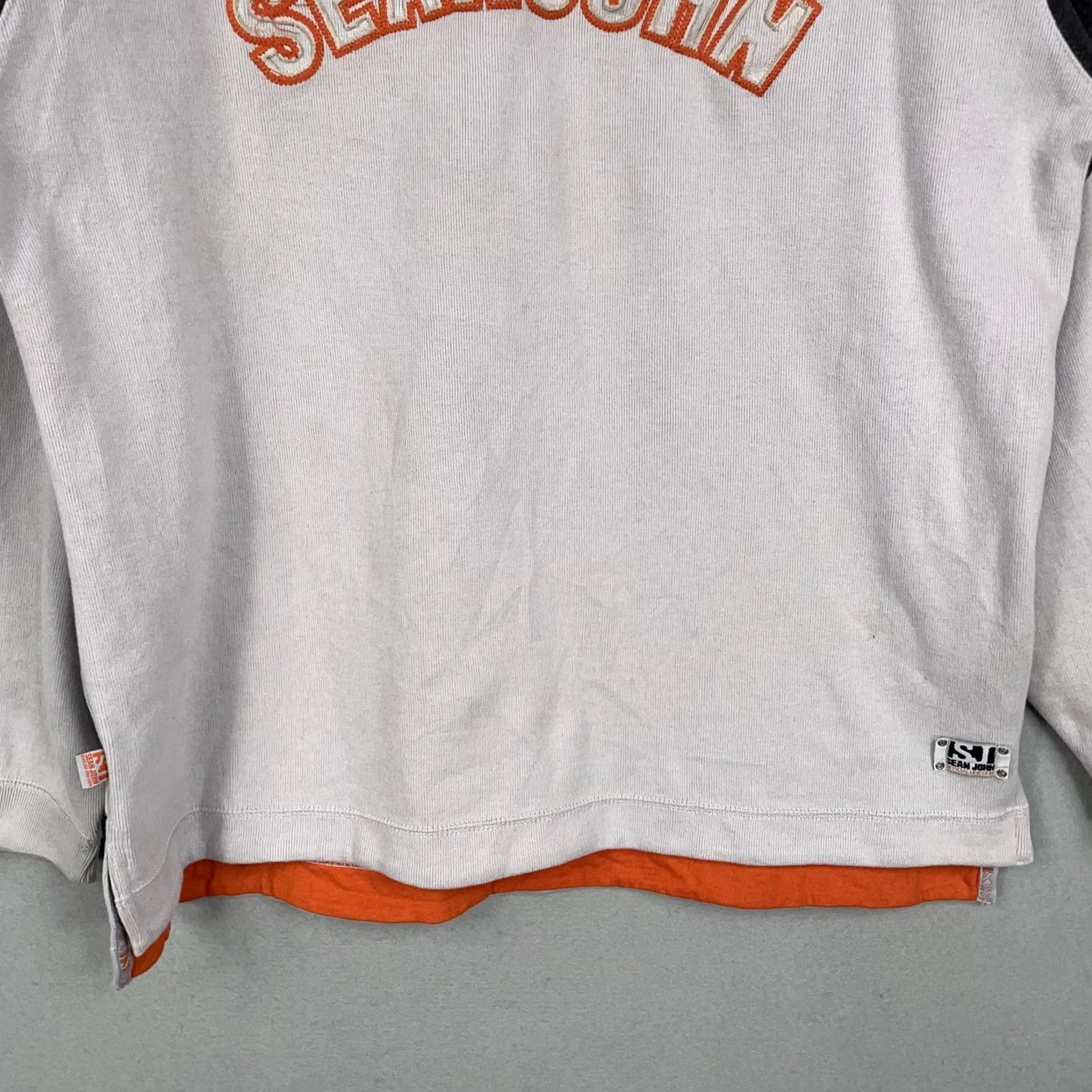 Sean John Sean John Pullover Mens XL Gray Orange Colorblock Streetwear Y2K Hip Hop Diddy Sweatshirt Crew Neck Long Sleeve Embroidered Logo 90s Mens Clothing Size US XL / EU 56 / 4 - 3 Thumbnail