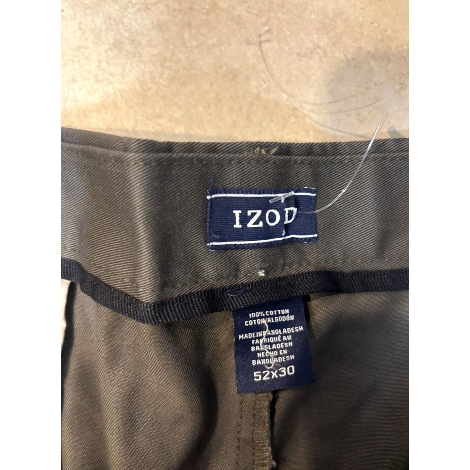 Izod Izod Mens Pants 52x30 Green Chino Classic Double Pleat Big & Tall Non Iron Size US 36 / EU 52 - 3 Thumbnail