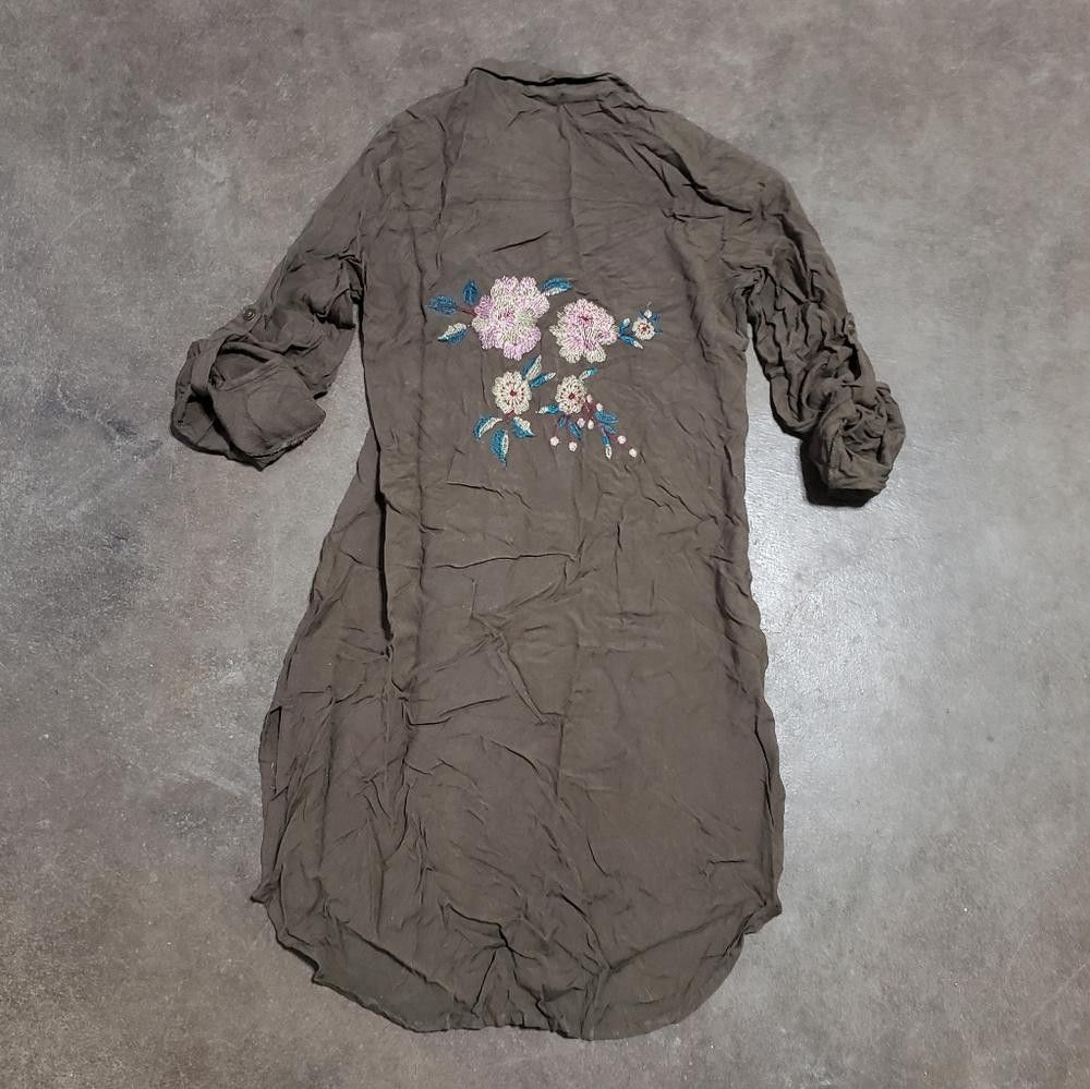 Designer Chocolate Back Detailed Long Button Down Size M / US 6-8 / IT 42-44 - 2 Thumbnail