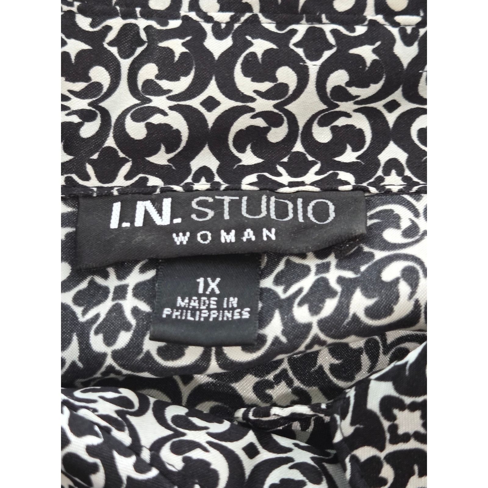 Other I.N. Studio Woman Black White Button Up Top 1X Plus Size XXL / US 16-18 / IT 52-54 - 5 Thumbnail